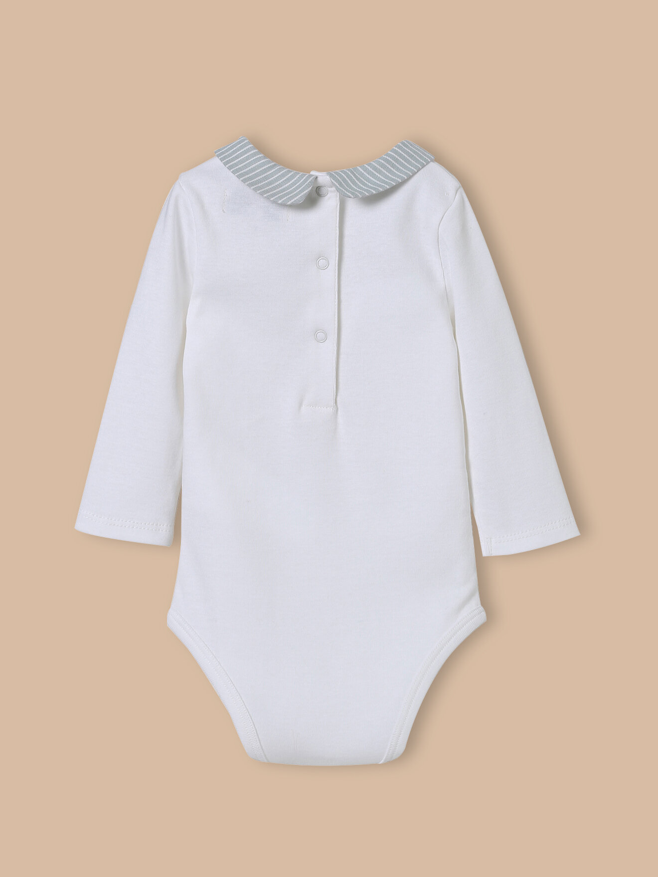 Checked organic cotton bodysuit with collar CYRILLUS Green