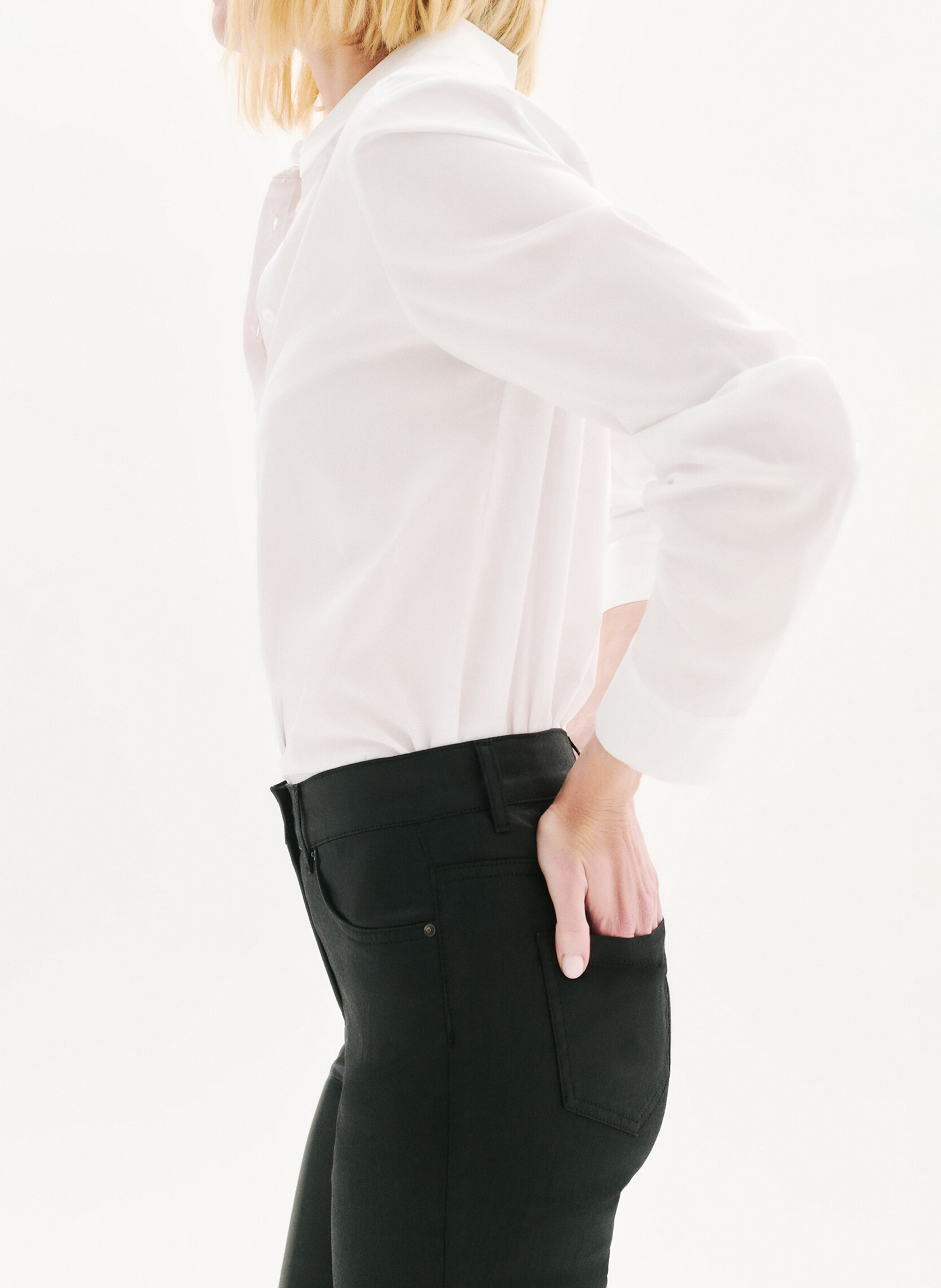 Pantalon slim en coton mélangé CAROLL Noir