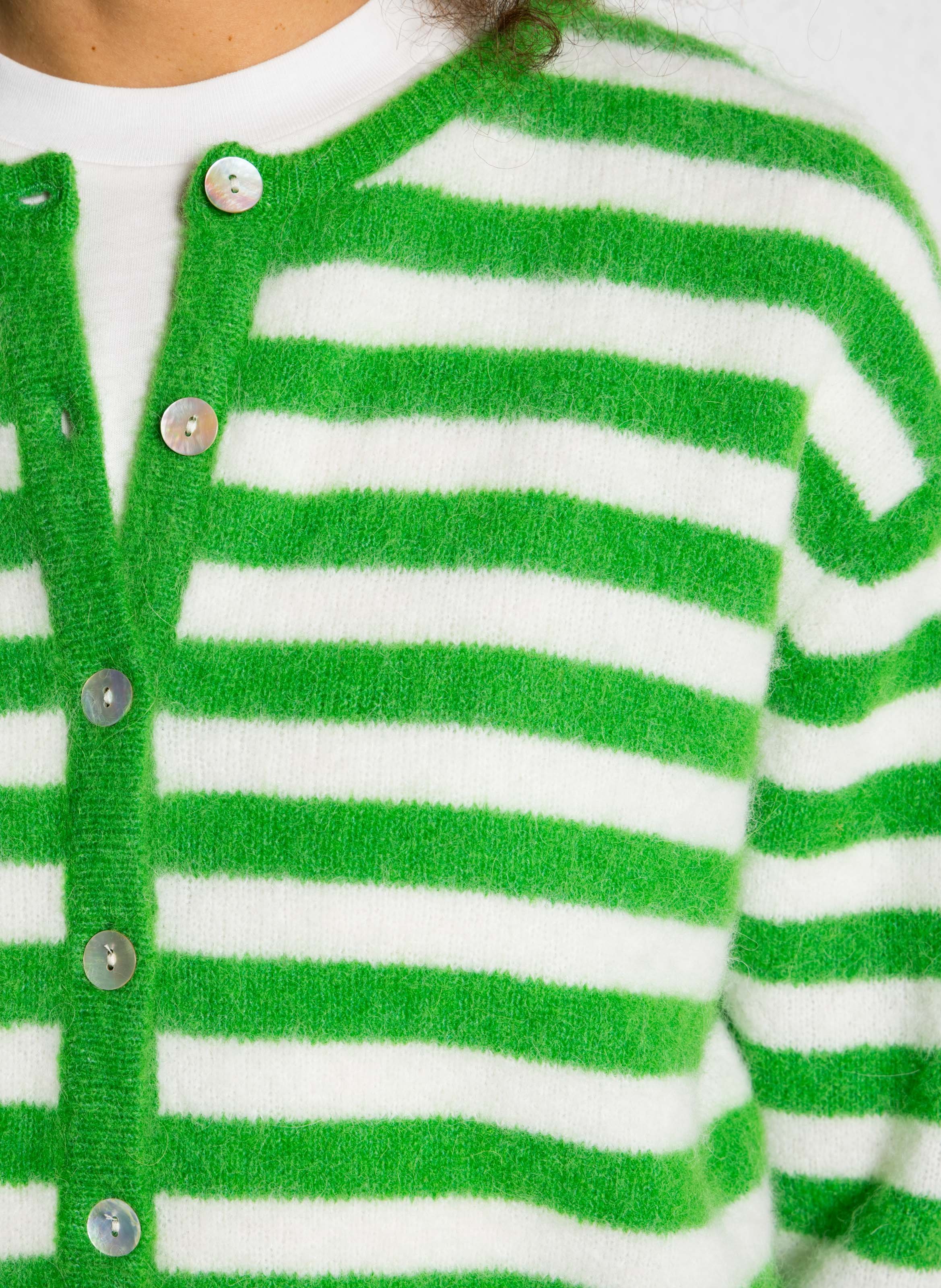 Loose-fit wool-blend cardigan with round neck AMERICAN VINTAGE Green