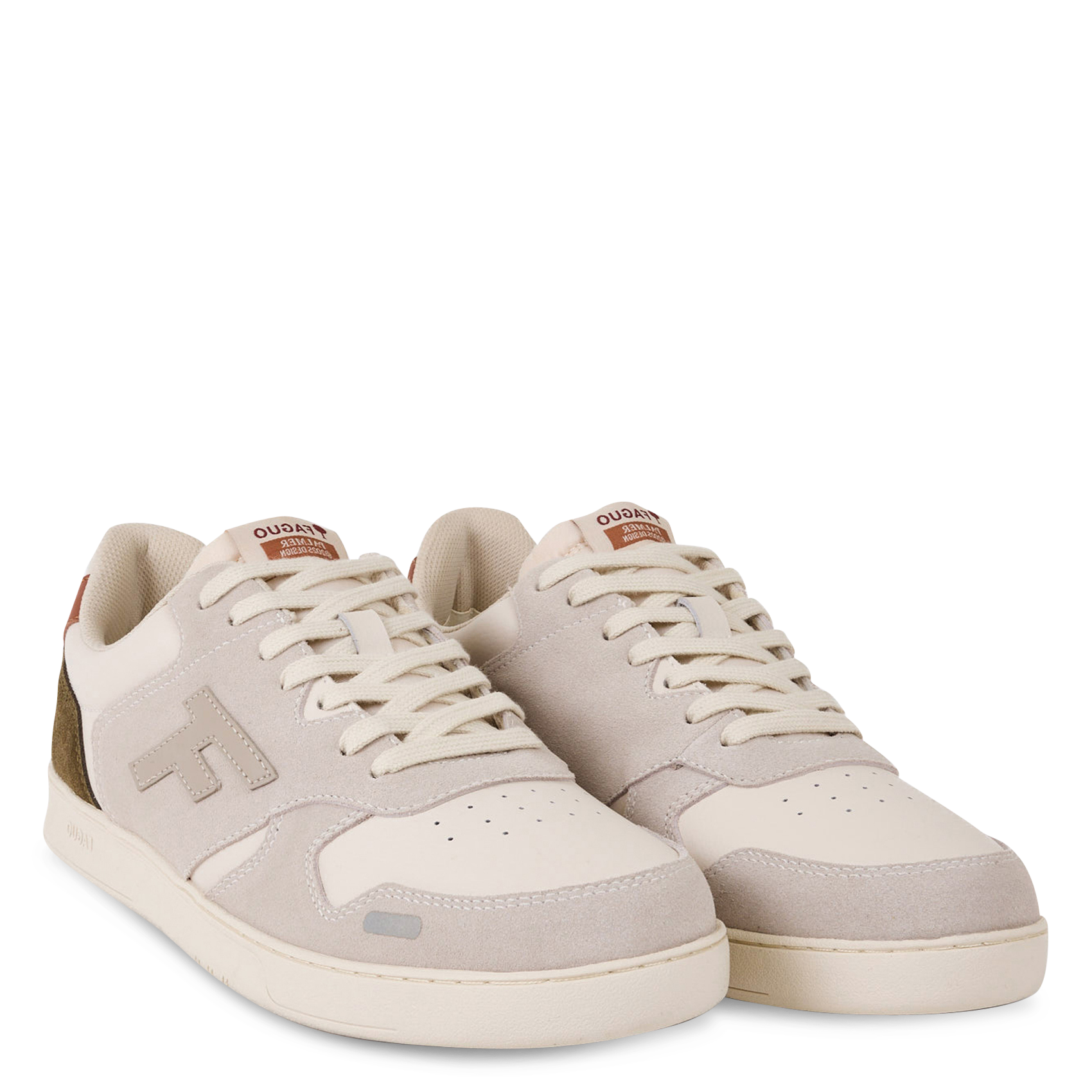 Lage baskets van leermix FAGUO Beige