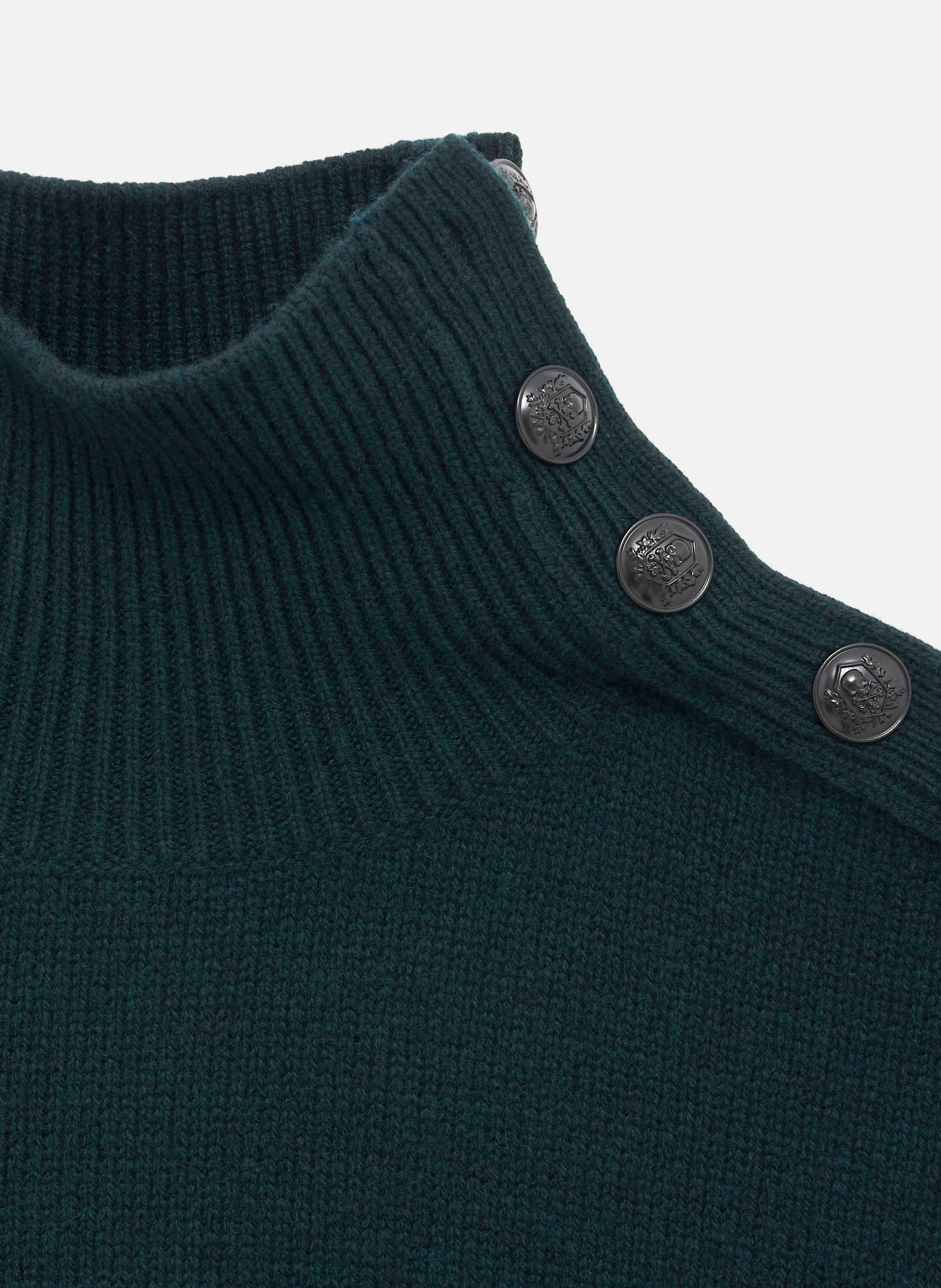 Boat-neck contrast-knit wool sweater  THE KOOPLES Green