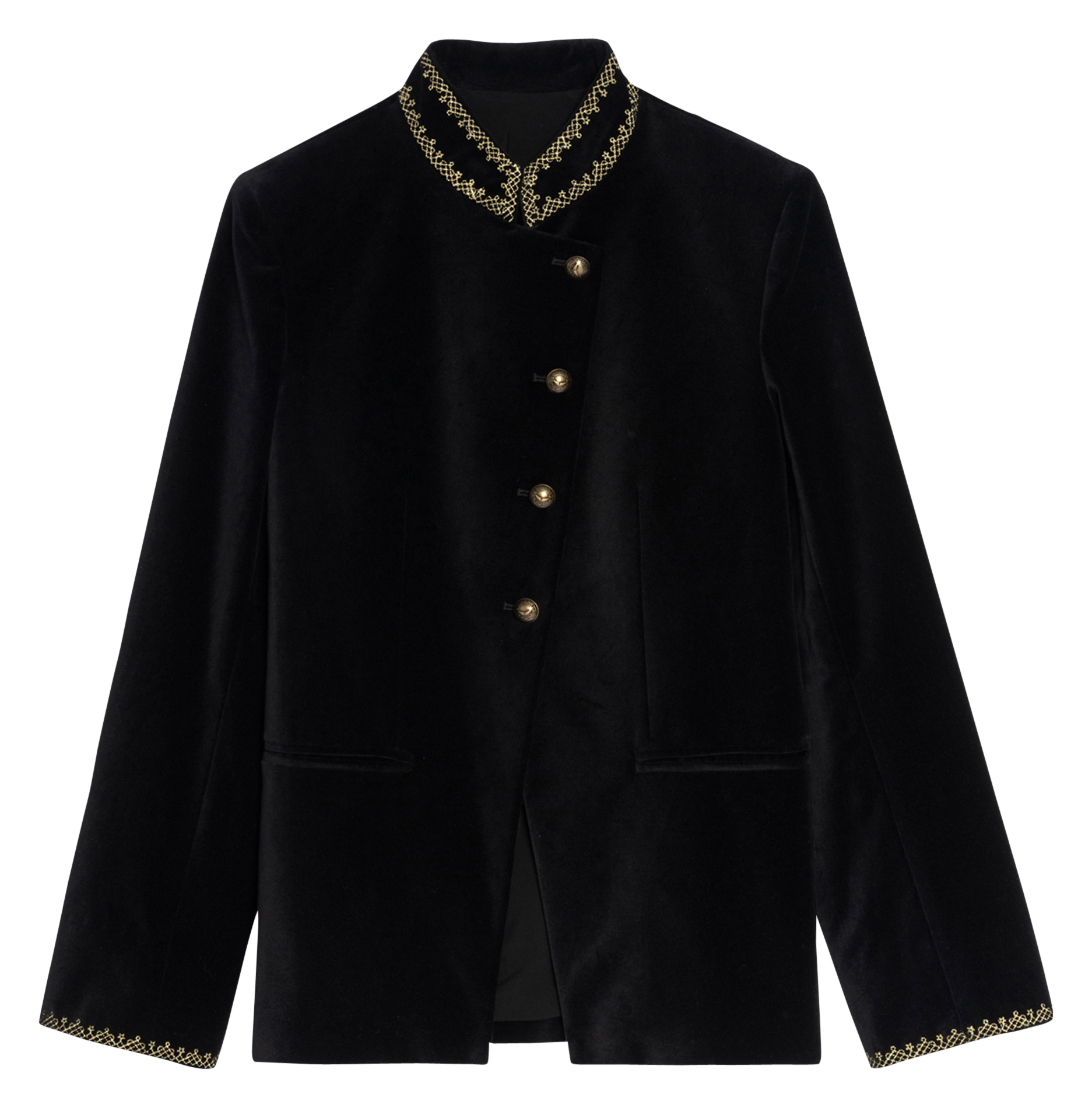 Blazer droit col officier en coton ZADIG&VOLTAIRE Noir