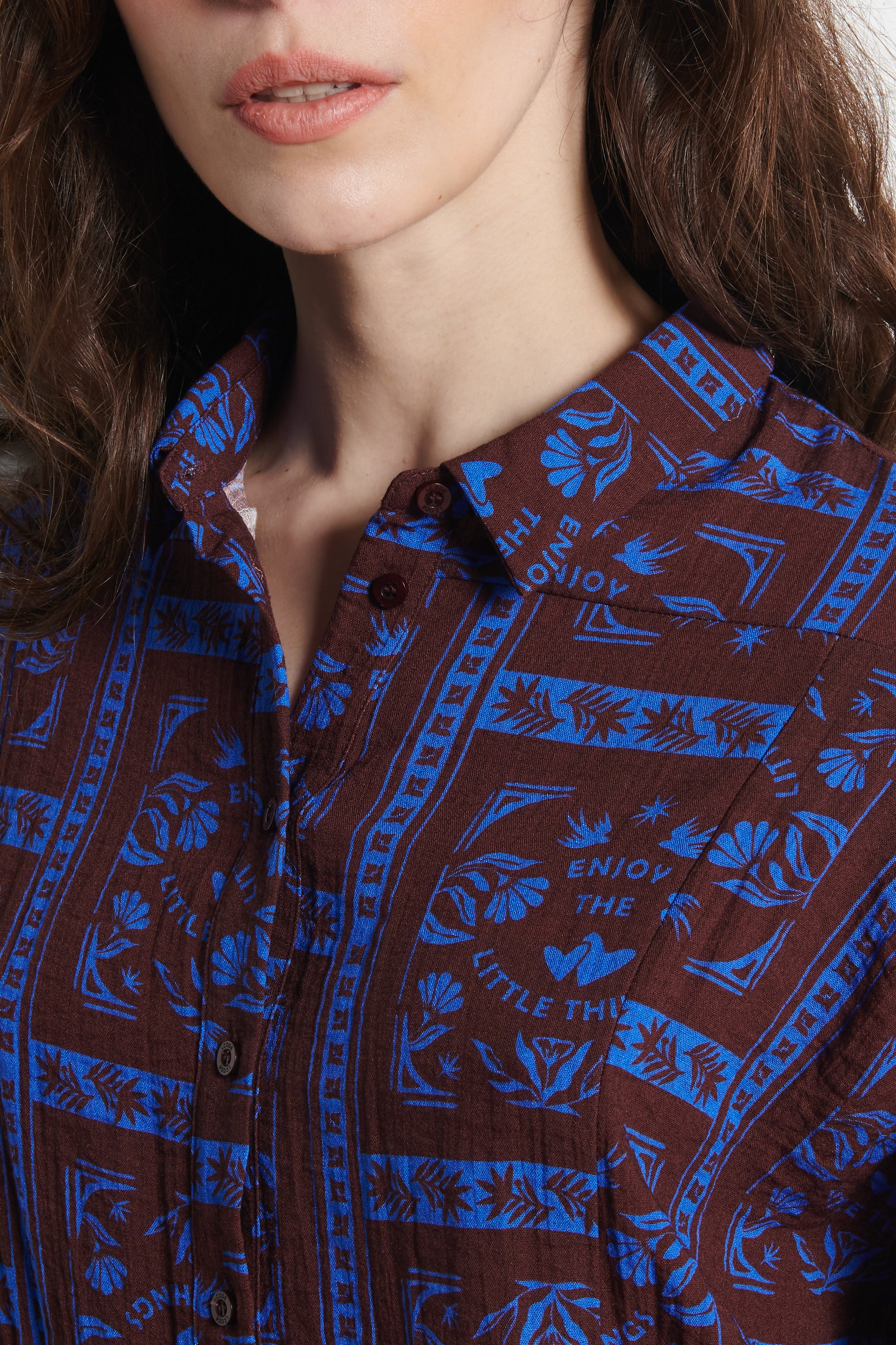 Chemise ample col classique imprimée I CODE Rouge