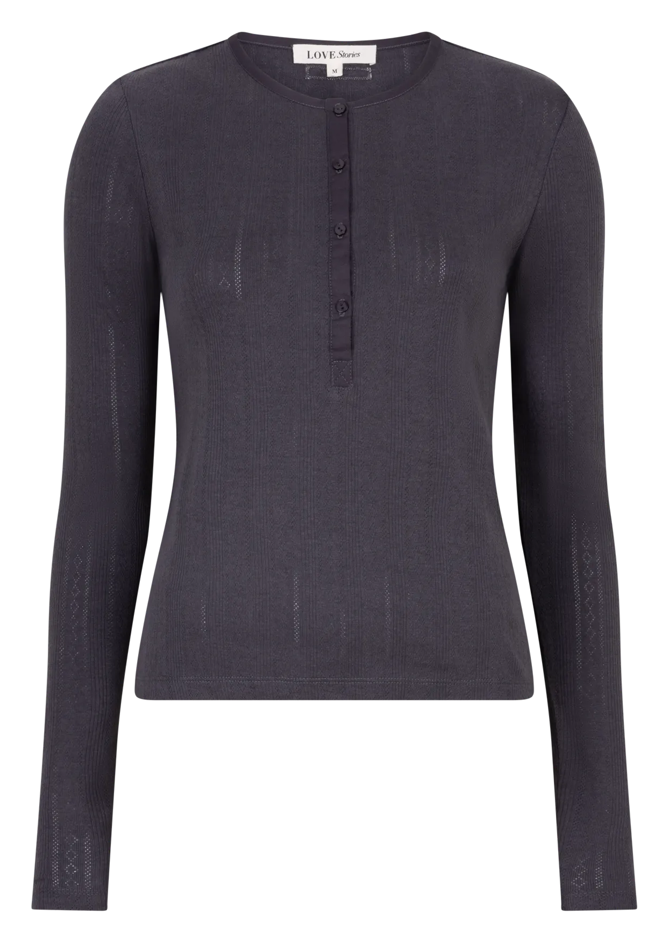 Figurbetontes Rundhals-Top aus Baumwoll-Mix LOVE STORIES Grau