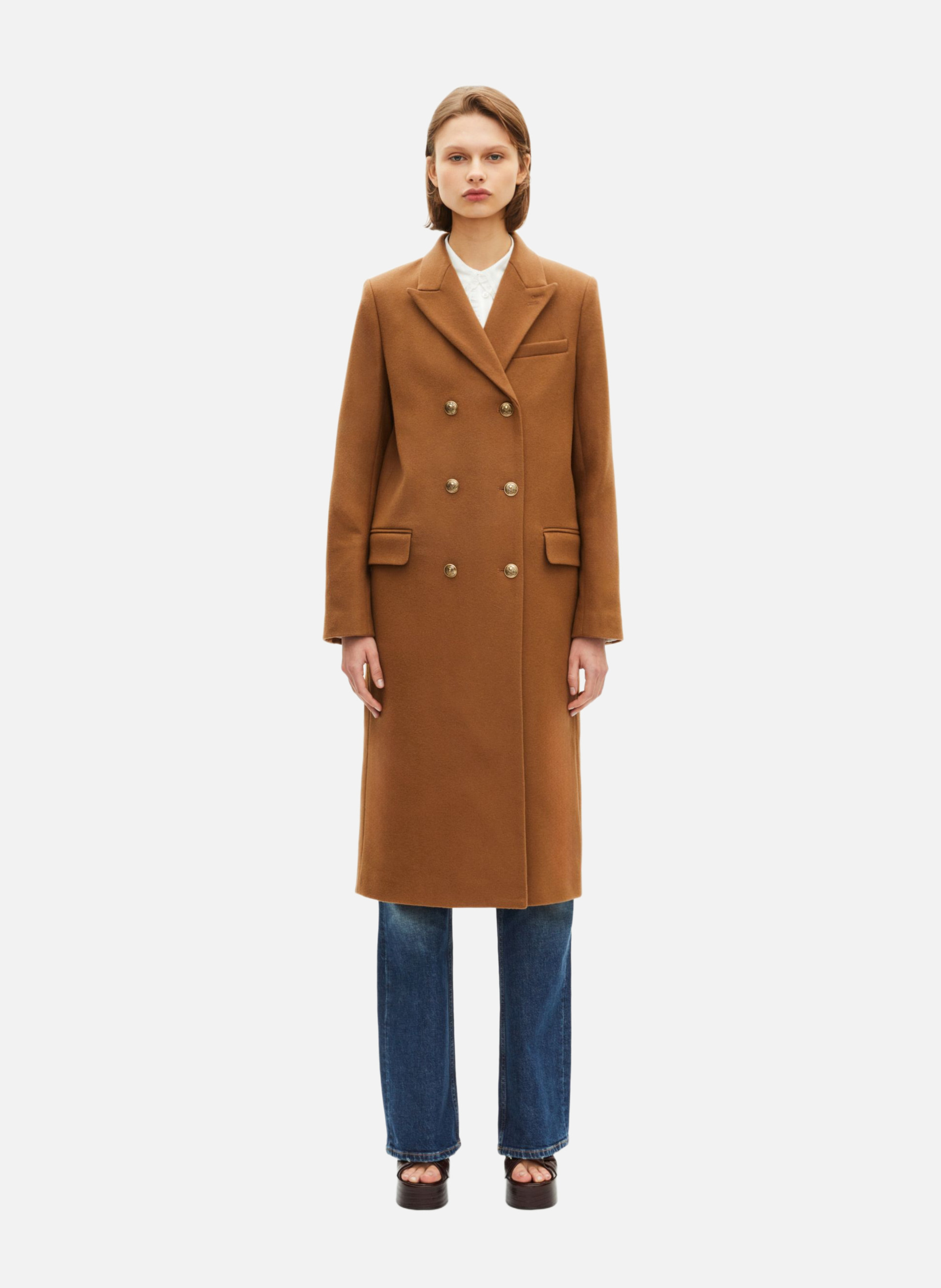 Long crossed coat THE KOOPLES Brown