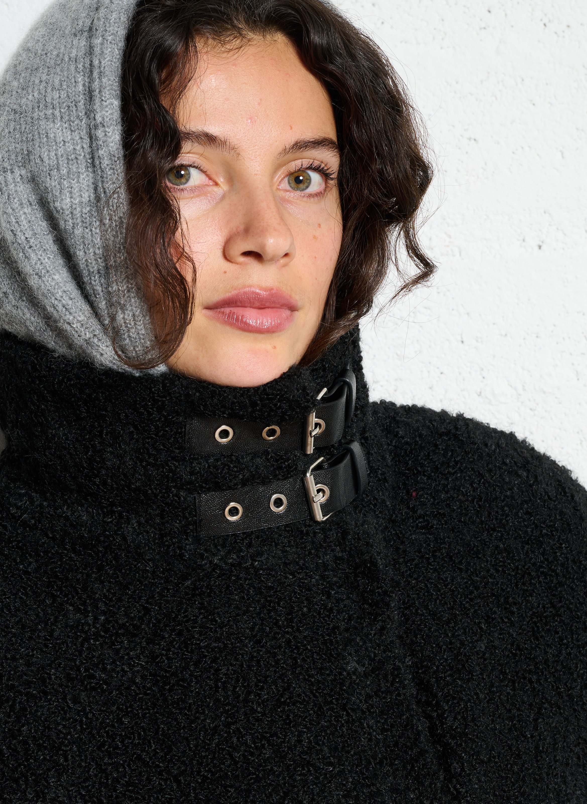 Weiter Mantel mit Stehkragen und Bouclé-Muster LIU JO Schwarz