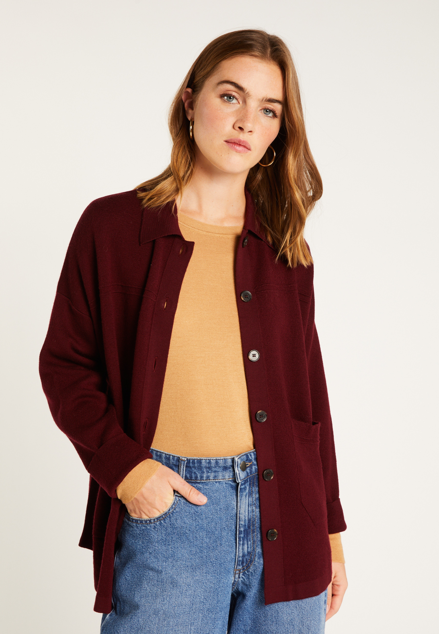 Merino wool jacket MAISON MONTAGUT Purple