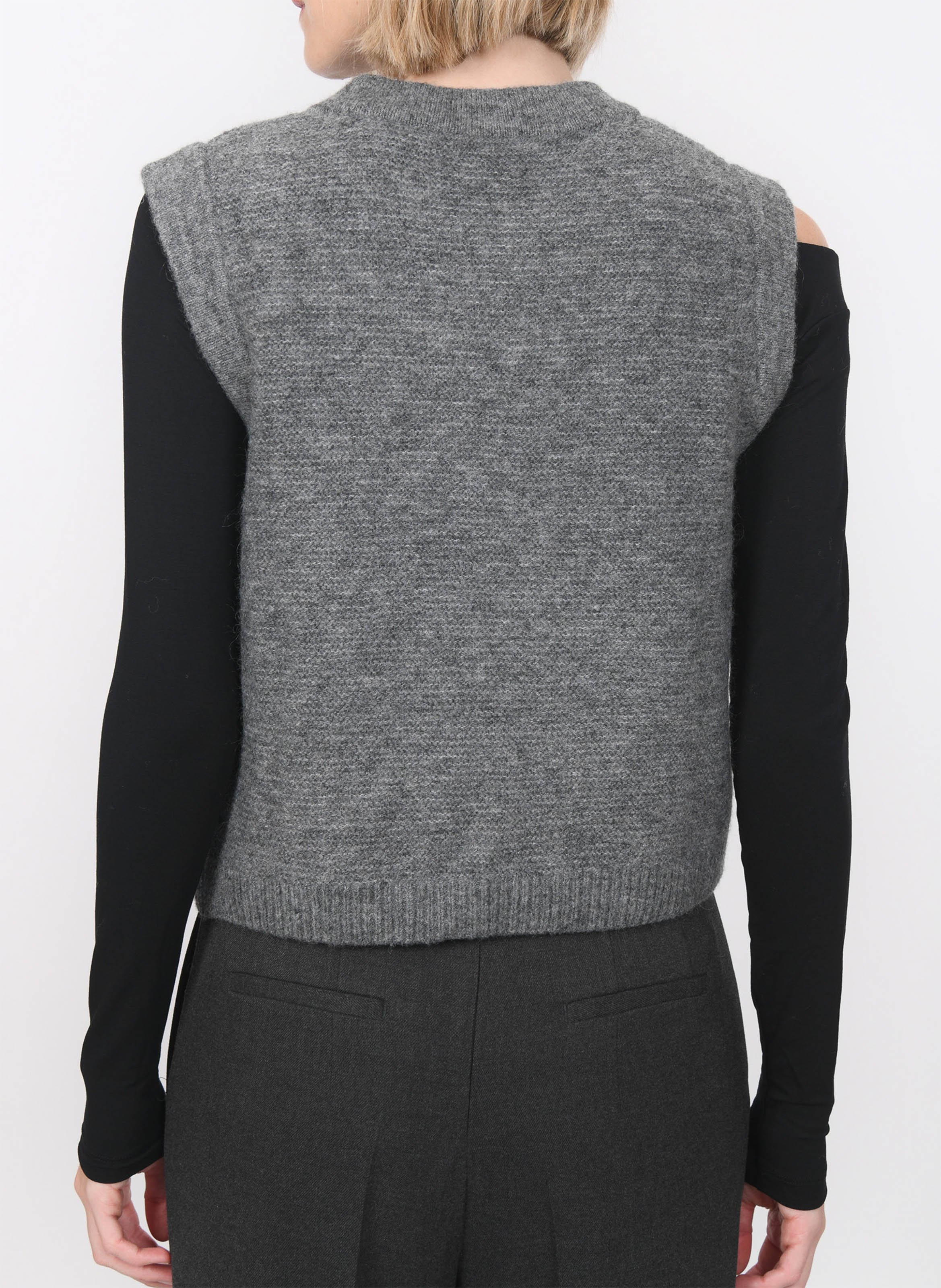 Gilet ouvert sans manches en maille mélangée KOOKAI Gris