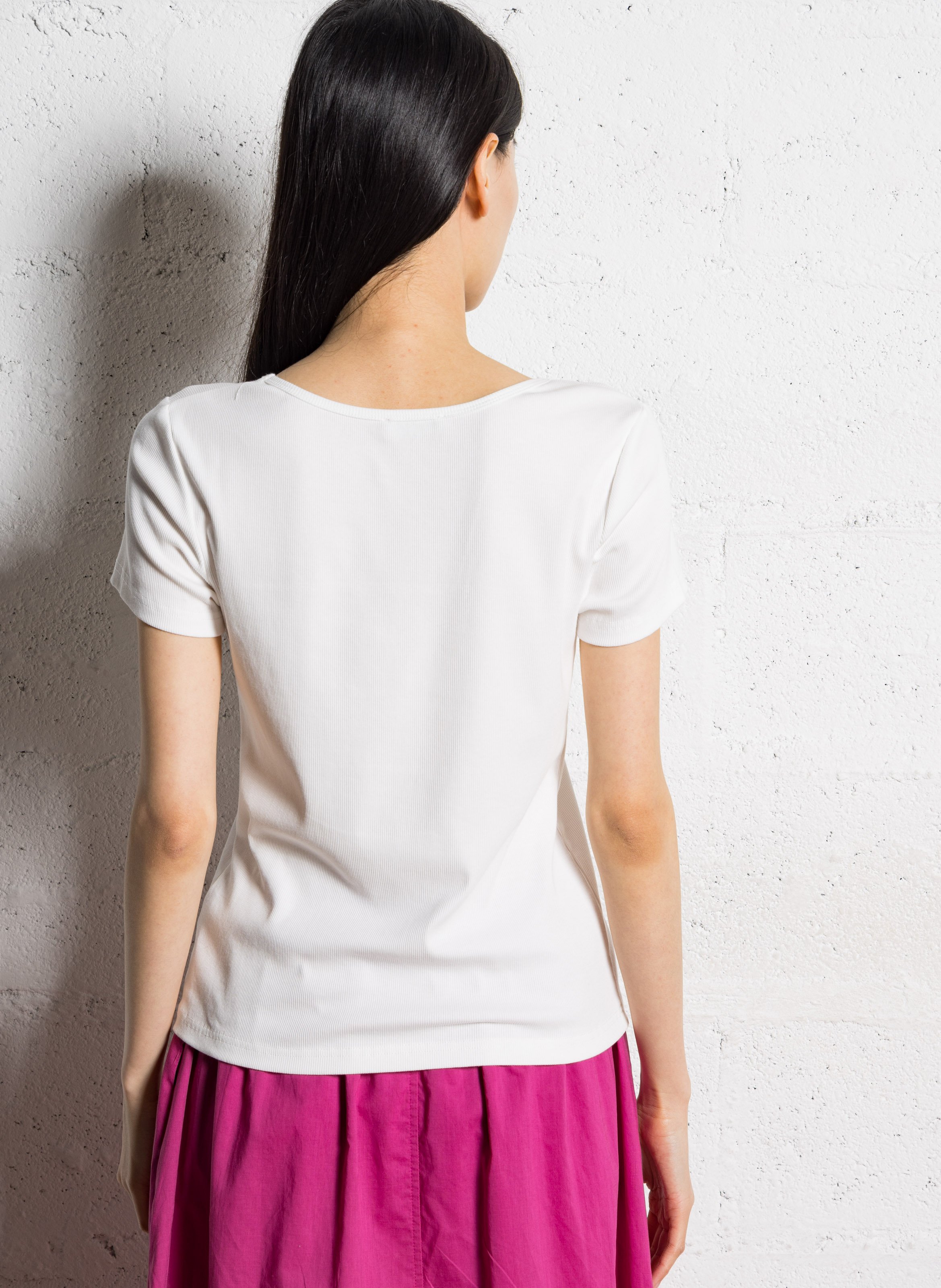 Fitted ribbed round neck t-shirt JC SOPHIE White