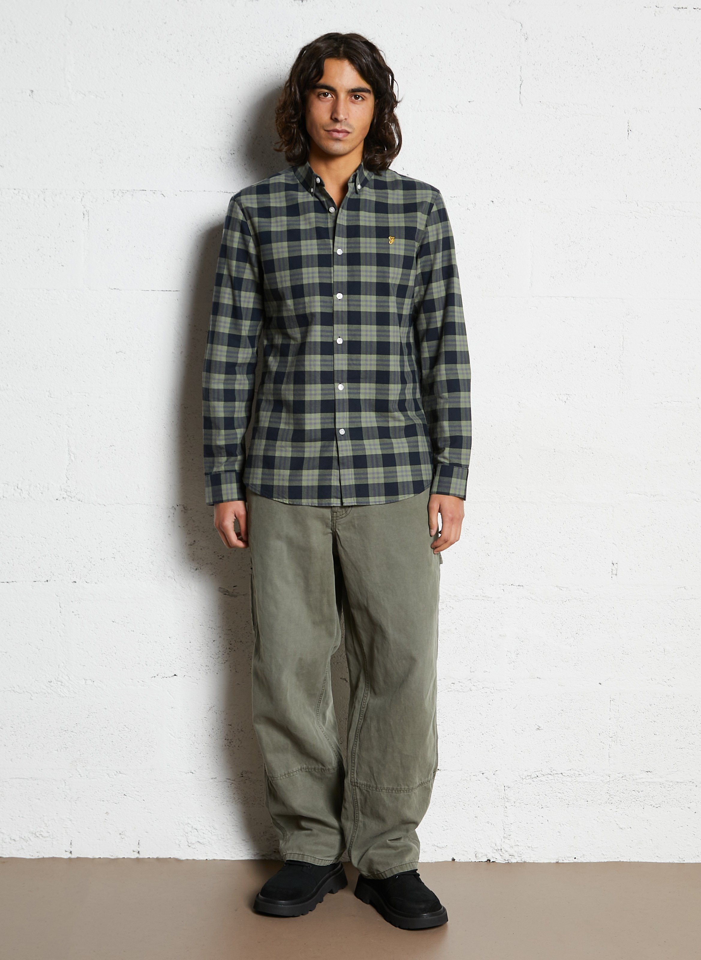 Chemise droite col classique en coton bio FARAH Vert