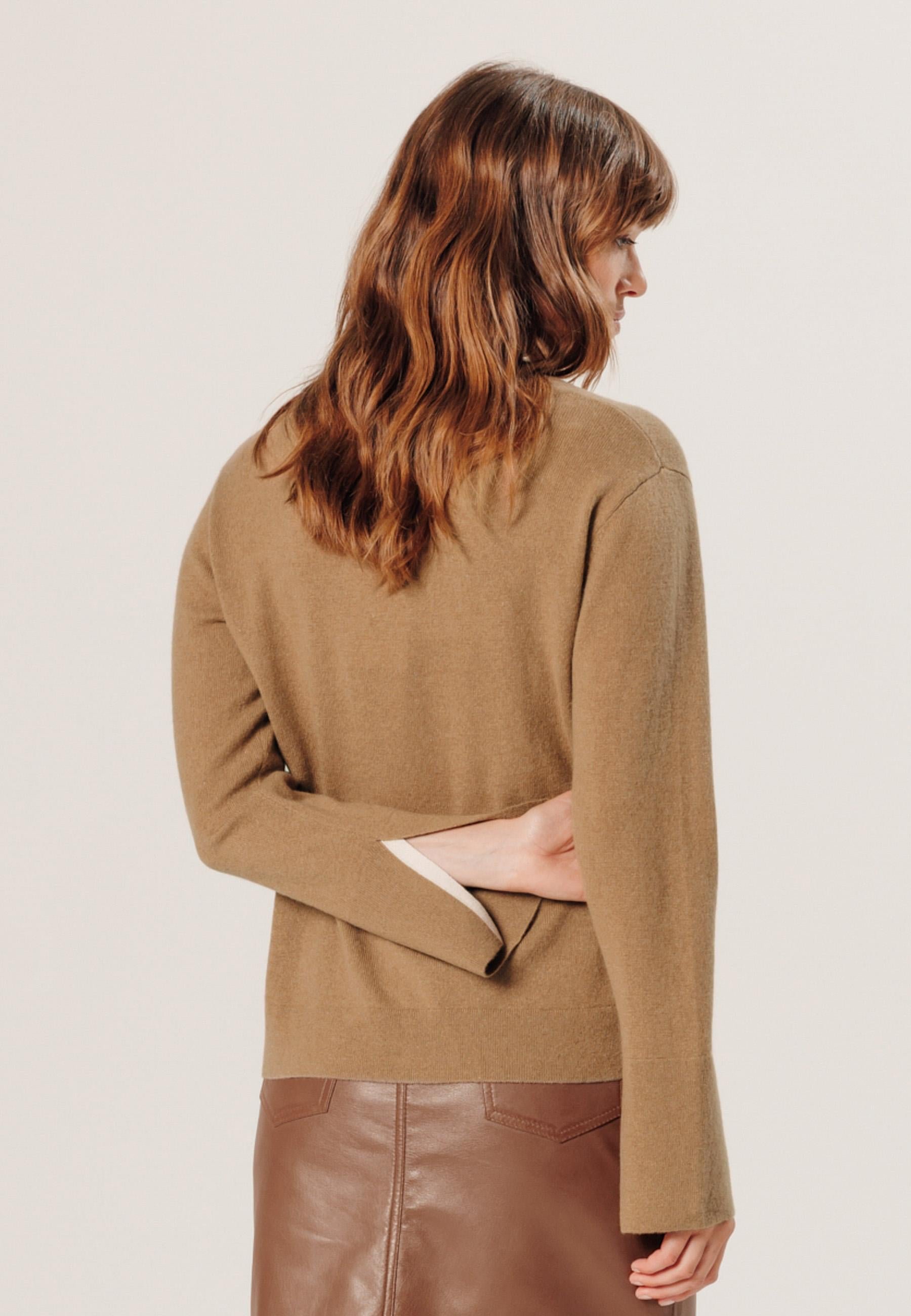 Belted cashmere sweater RODIER Brown
