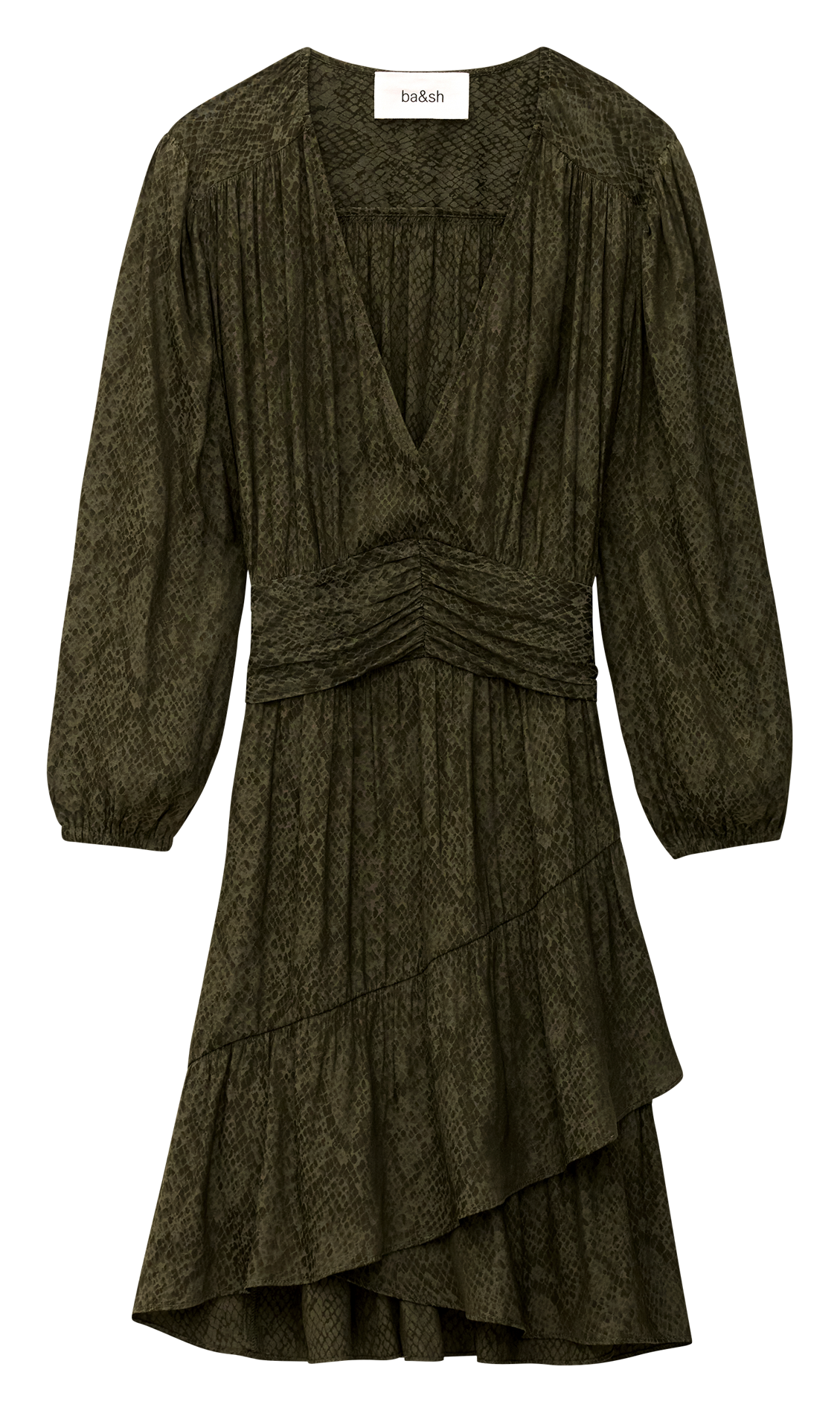 Halflange jurk met V-hals en print BA&SH Kaki