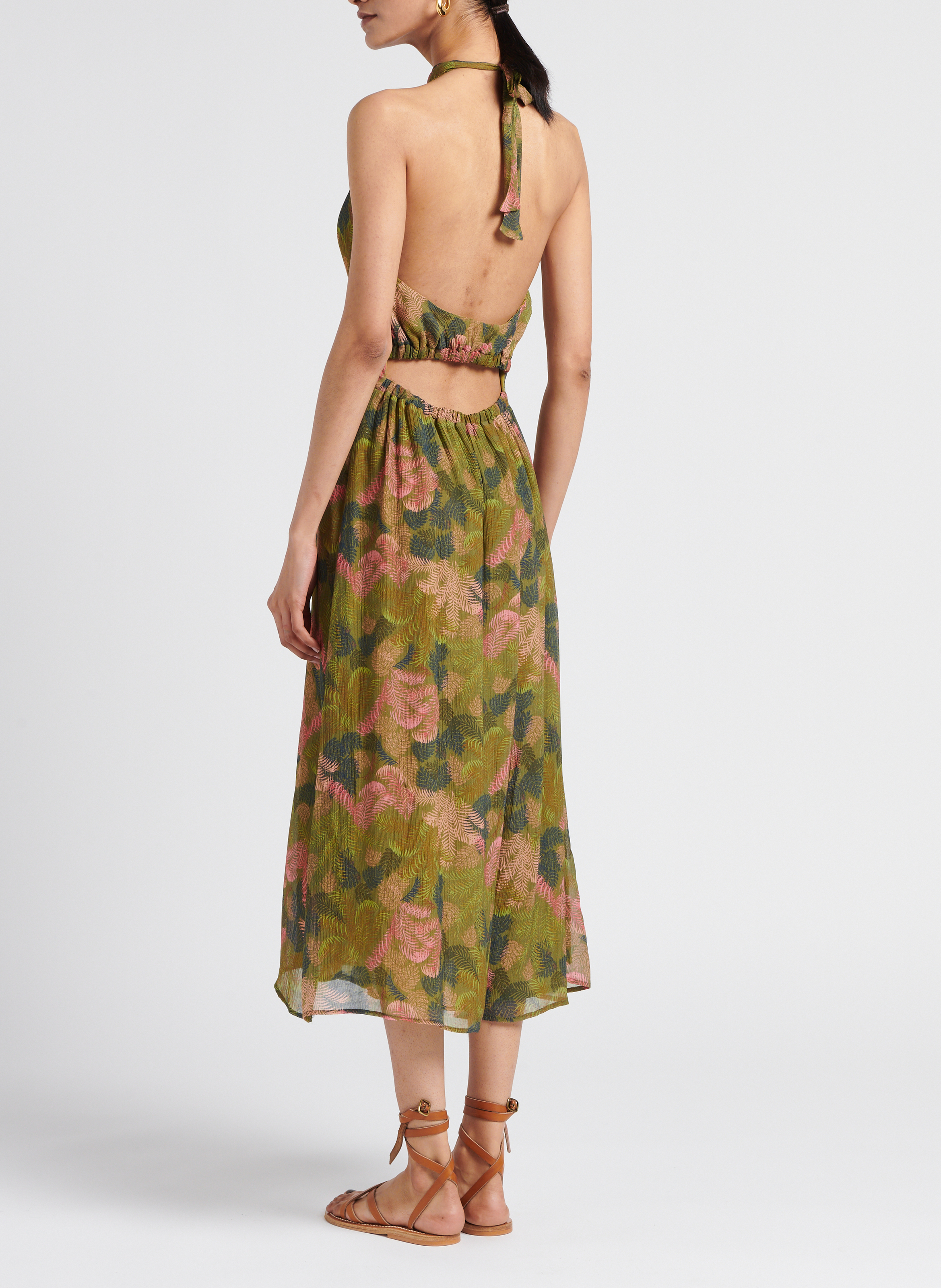 Robe midi dos nu à col montant MOMONI Multicolore