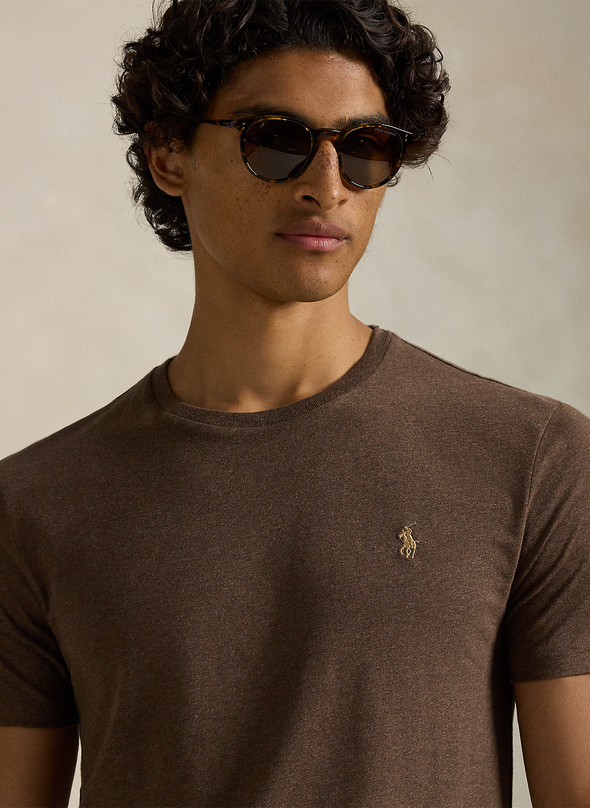 Tee-shirt col rond slim-fit en coton POLO RALPH LAUREN Marron