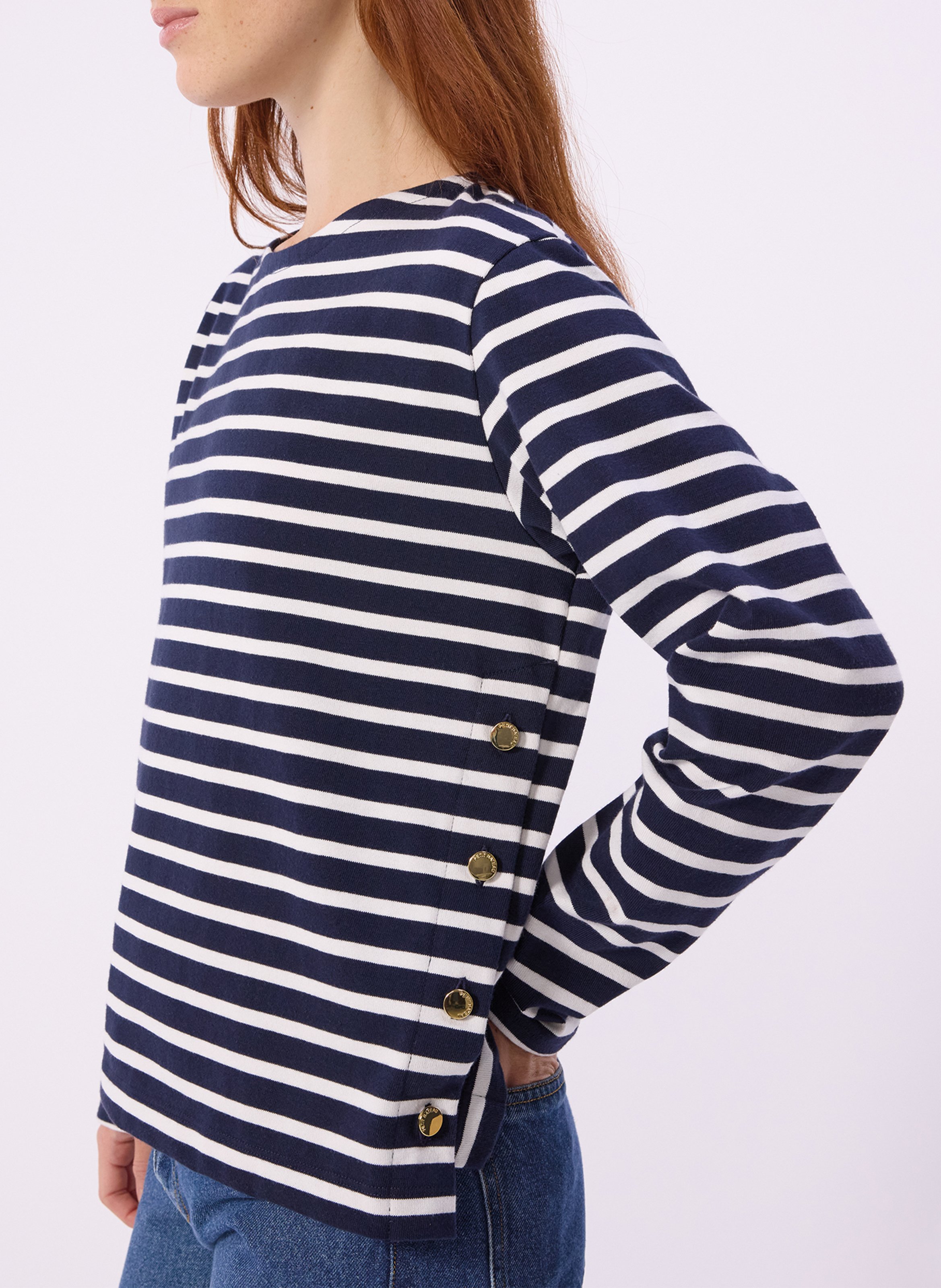 T-shirt met wijde pasvorm en strepen PETIT BATEAU Grijs