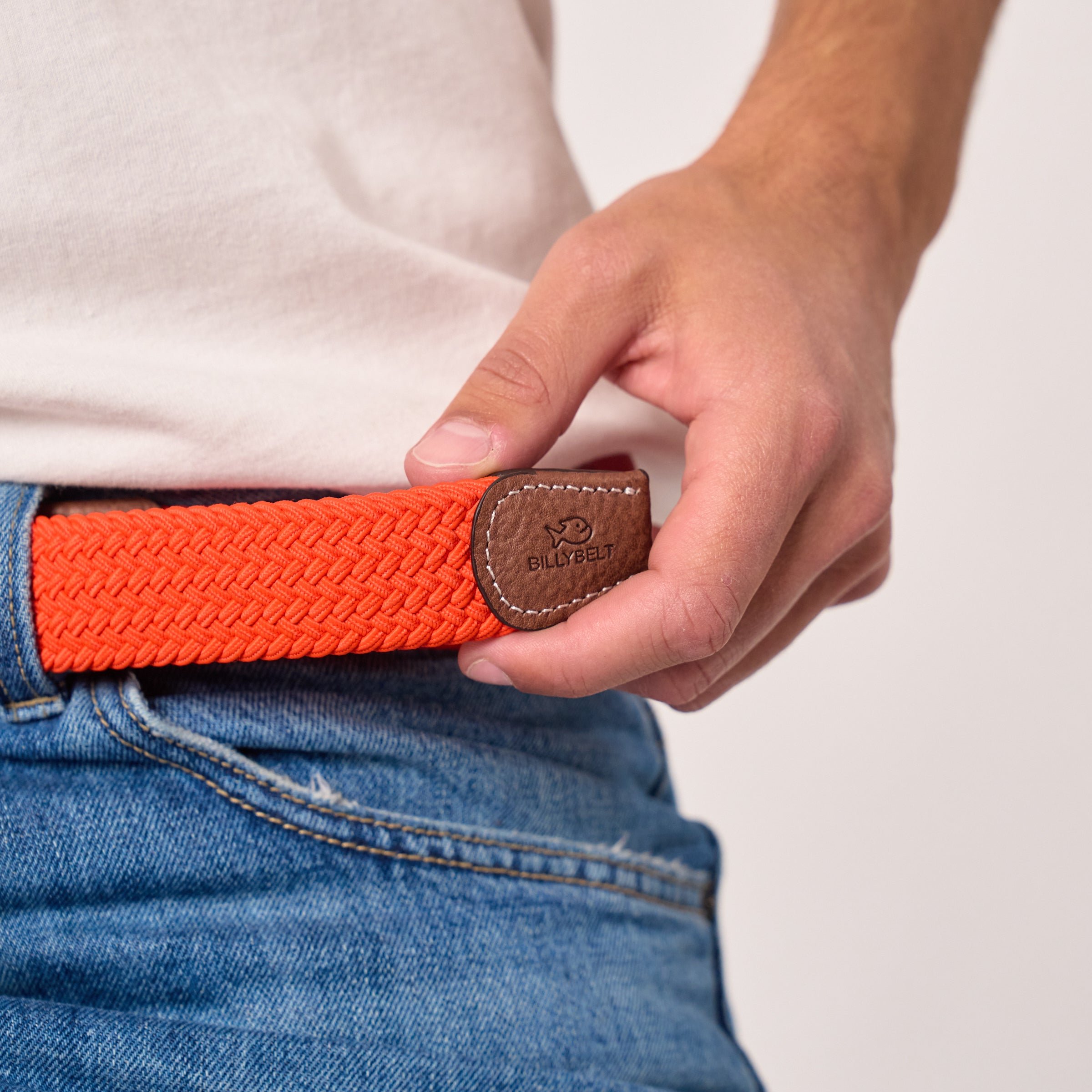 Solid Elastic Braided Belt BILLYBELT Orange