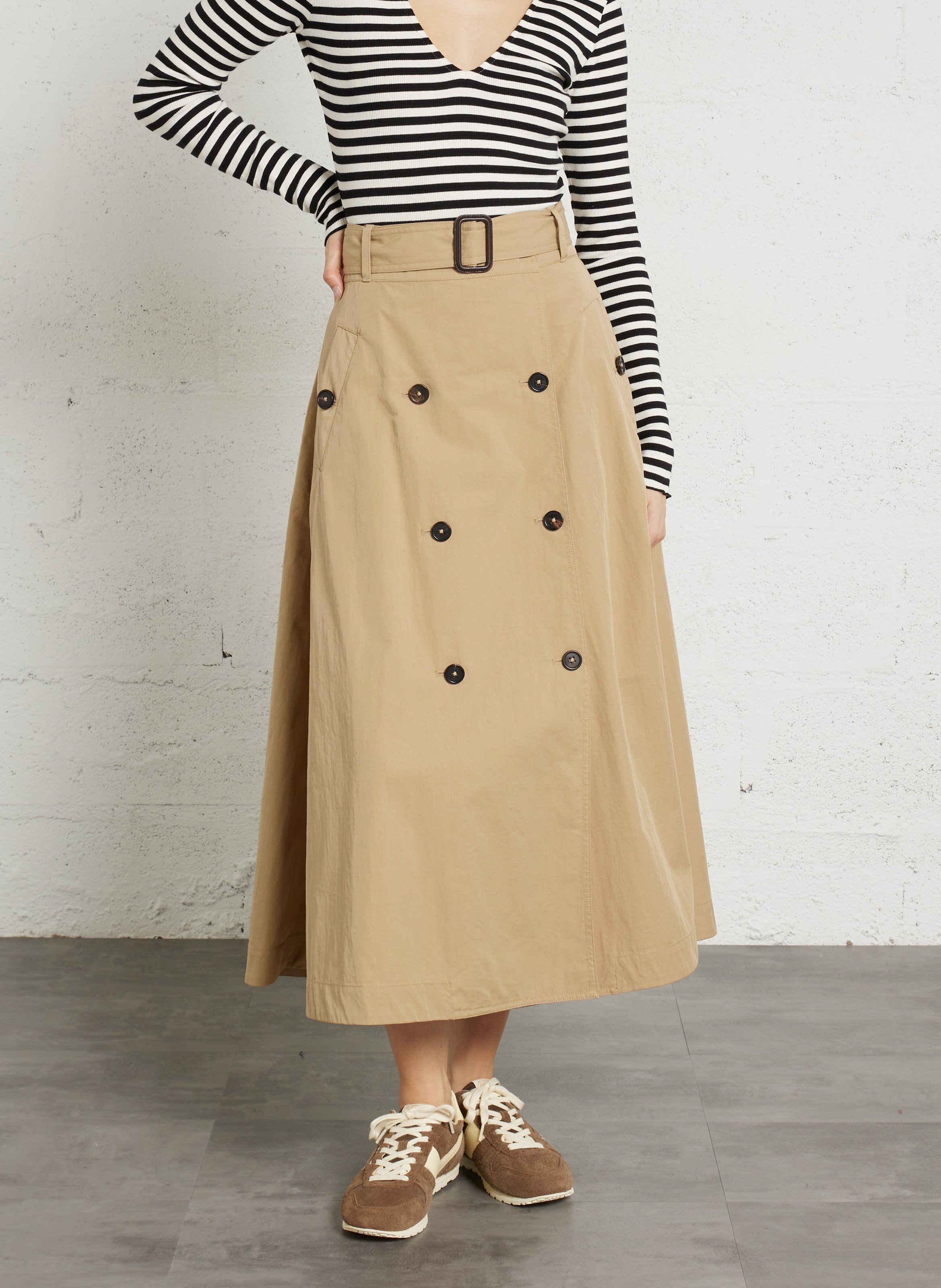 Flared skirt in blended cotton BELLEROSE Brown