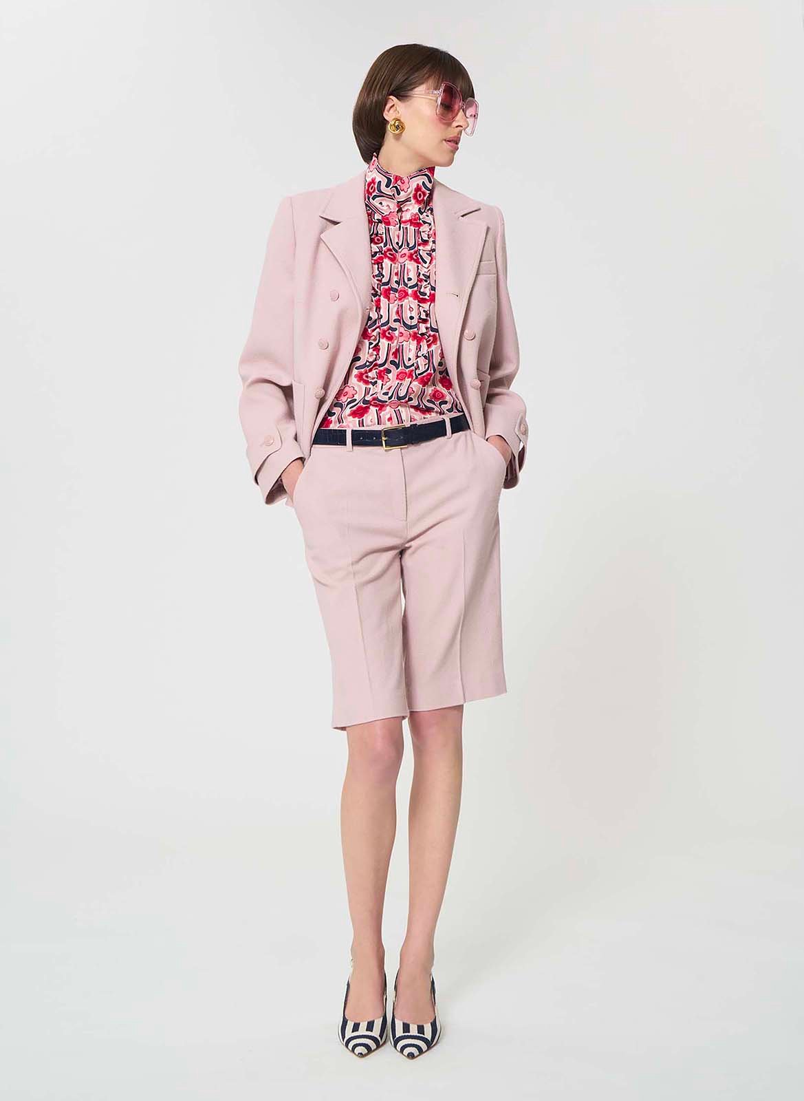 Bermuda droit en laine vierge mélangée TARA JARMON Rose