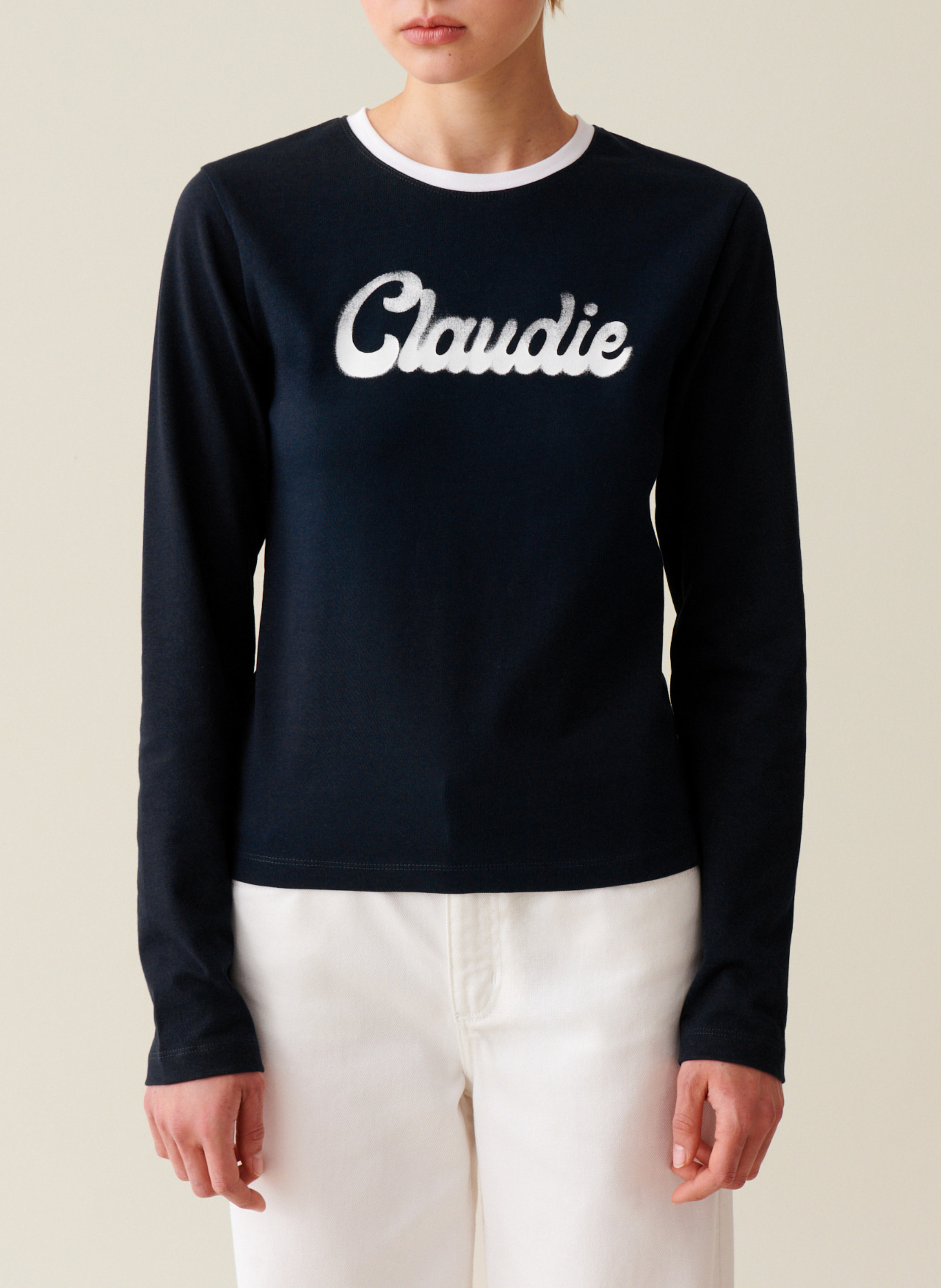 Jockoville - Langärmliges T-Shirt aus Baumwolle CLAUDIE PIERLOT Blau