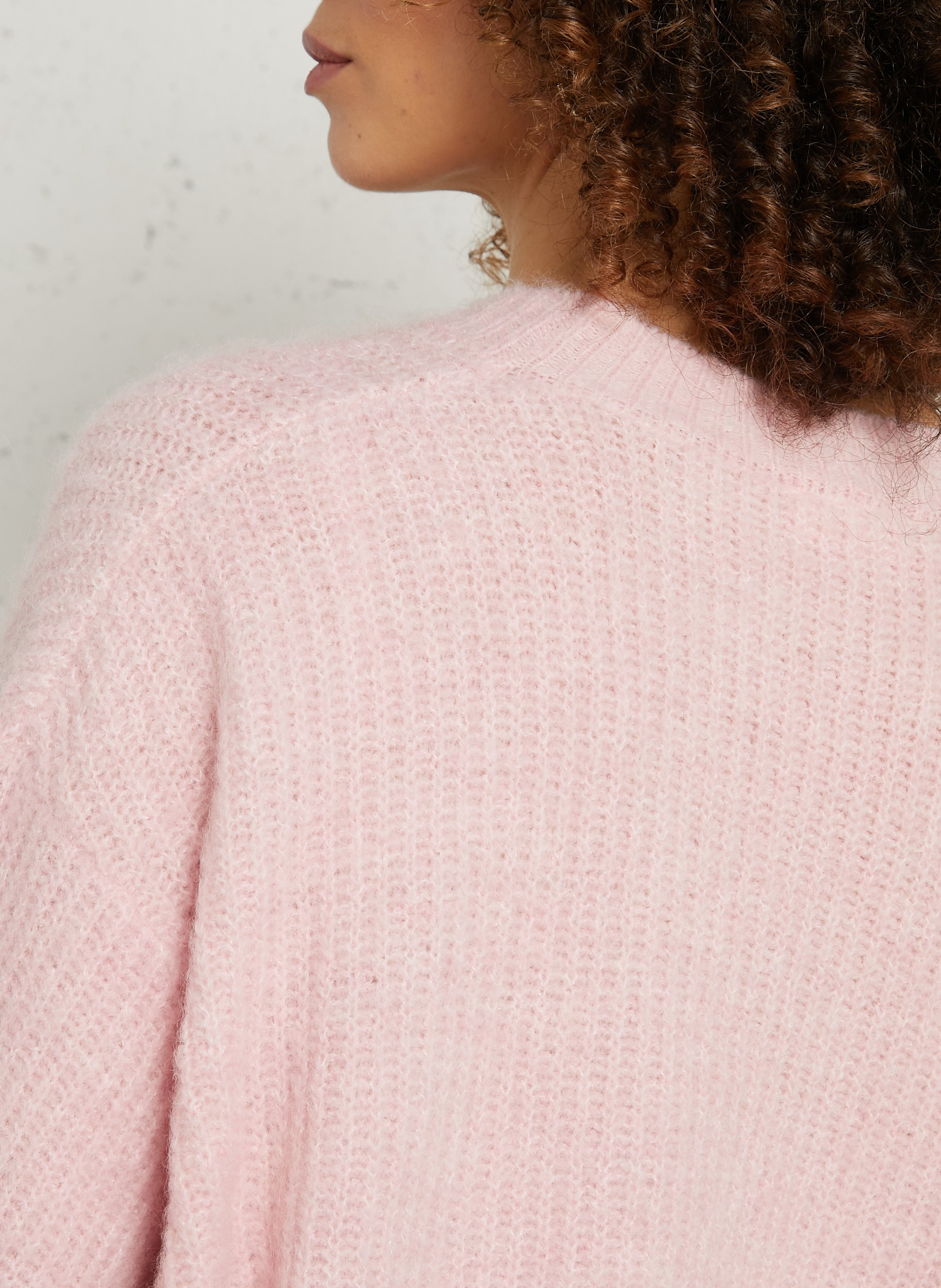 Weite Strickmix-Jacke mit V-Ausschnitt AMERICAN VINTAGE Rosa