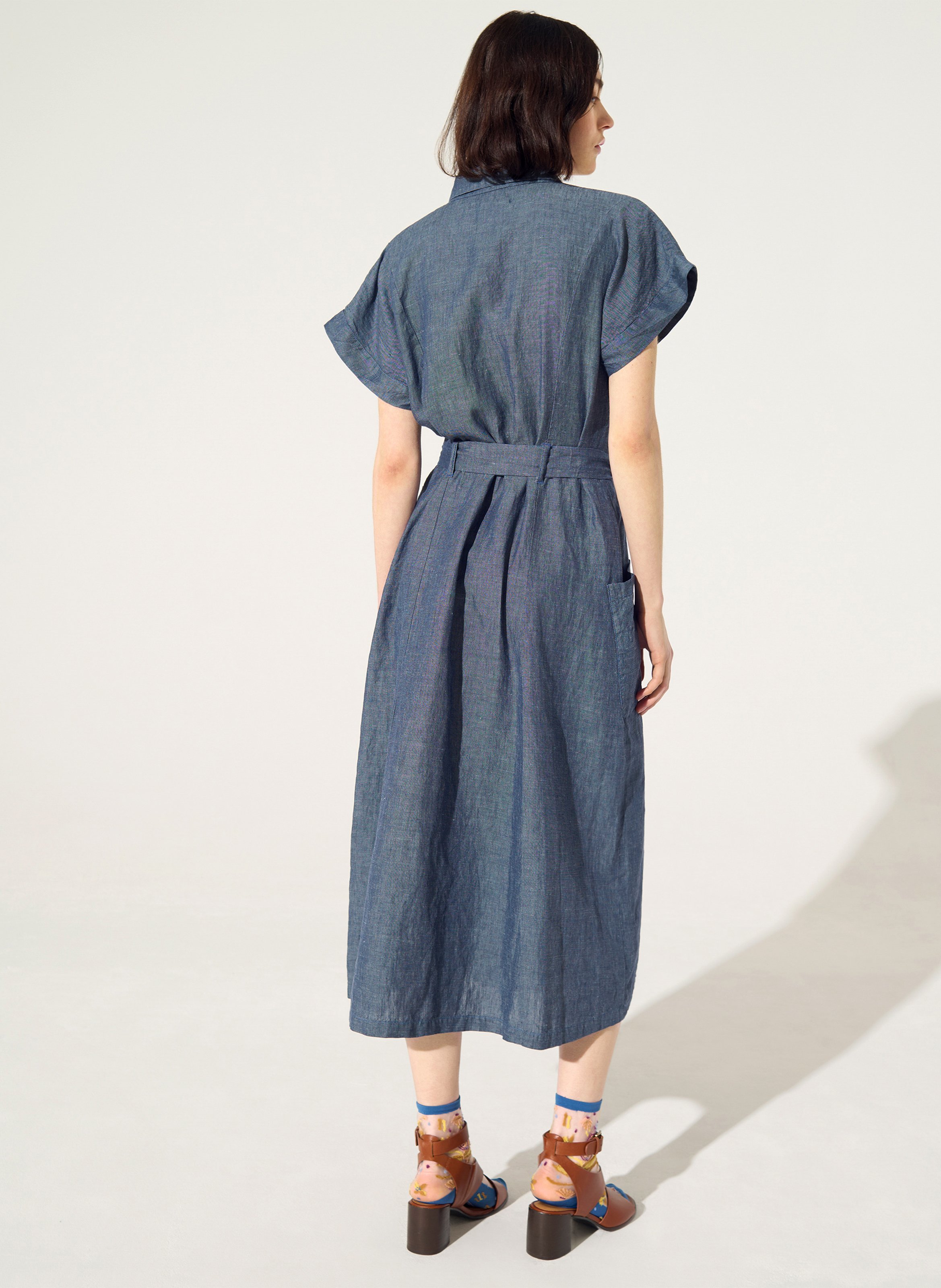Midi dress with classic collar COTELAC Blue
