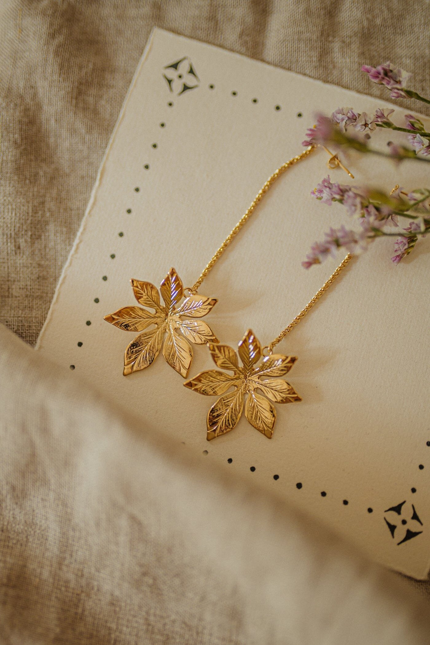 Silver-plated flower drop earrings MONSIEUR SIMONE Golden