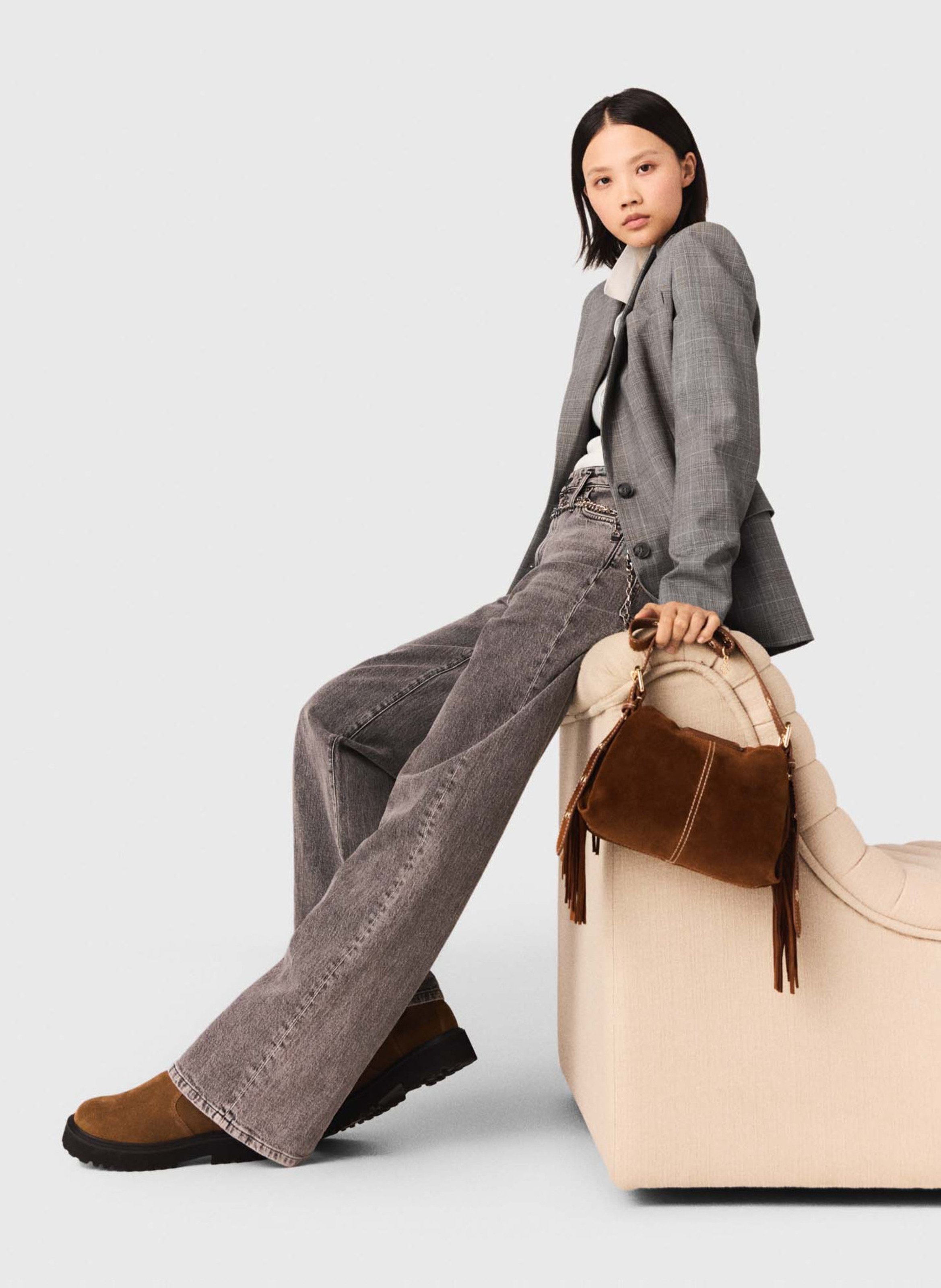 Rechte jeans - katoenblend MAJE Grijs