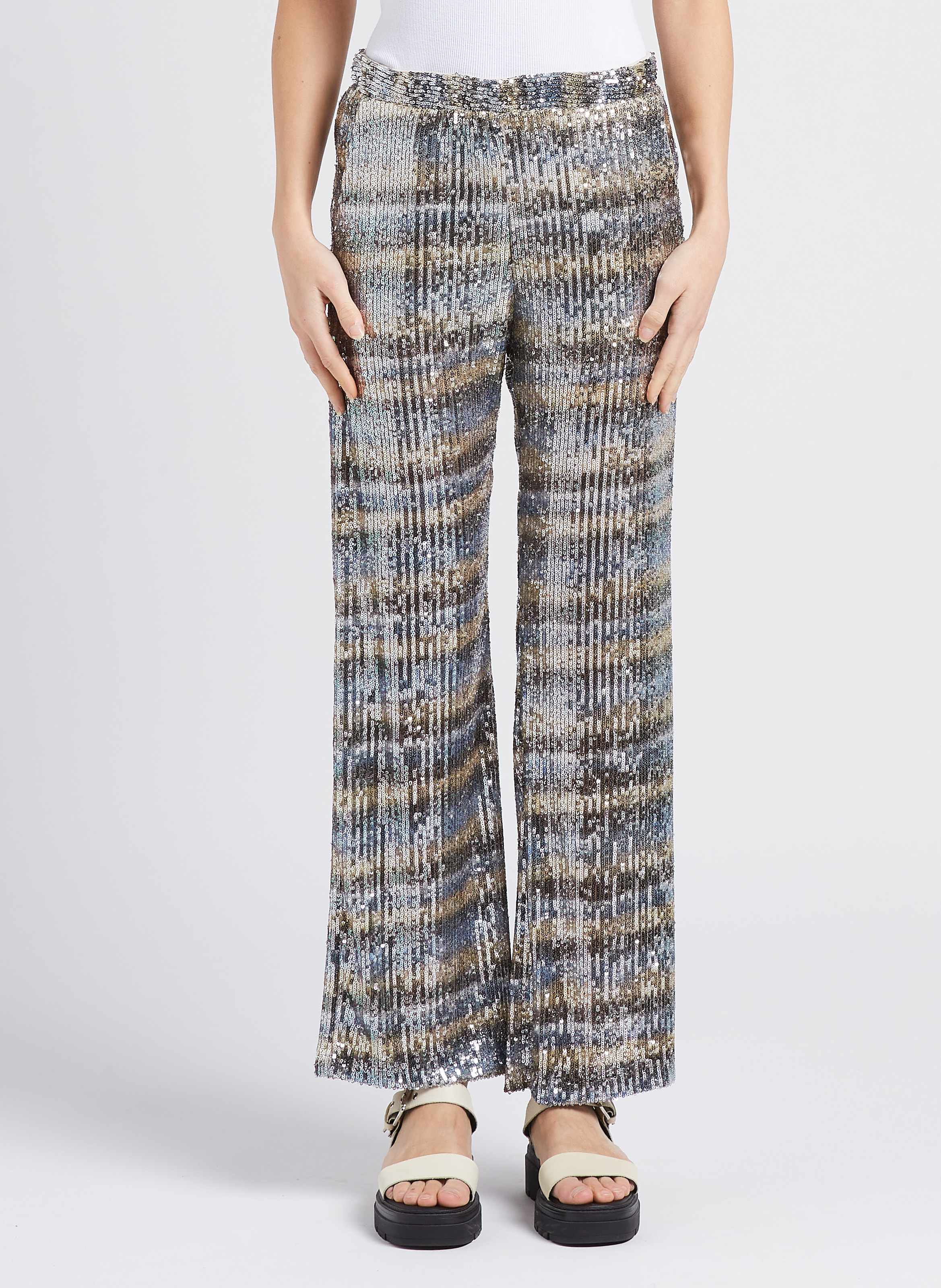 Pantalon droit à sequins imprimé IMPERIAL Doré