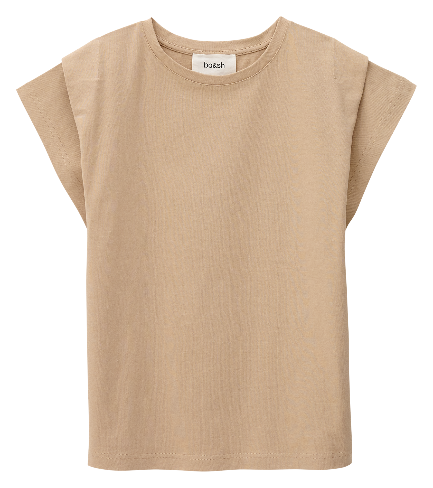 Tee-shirt droit col rond en coton BA&SH Beige