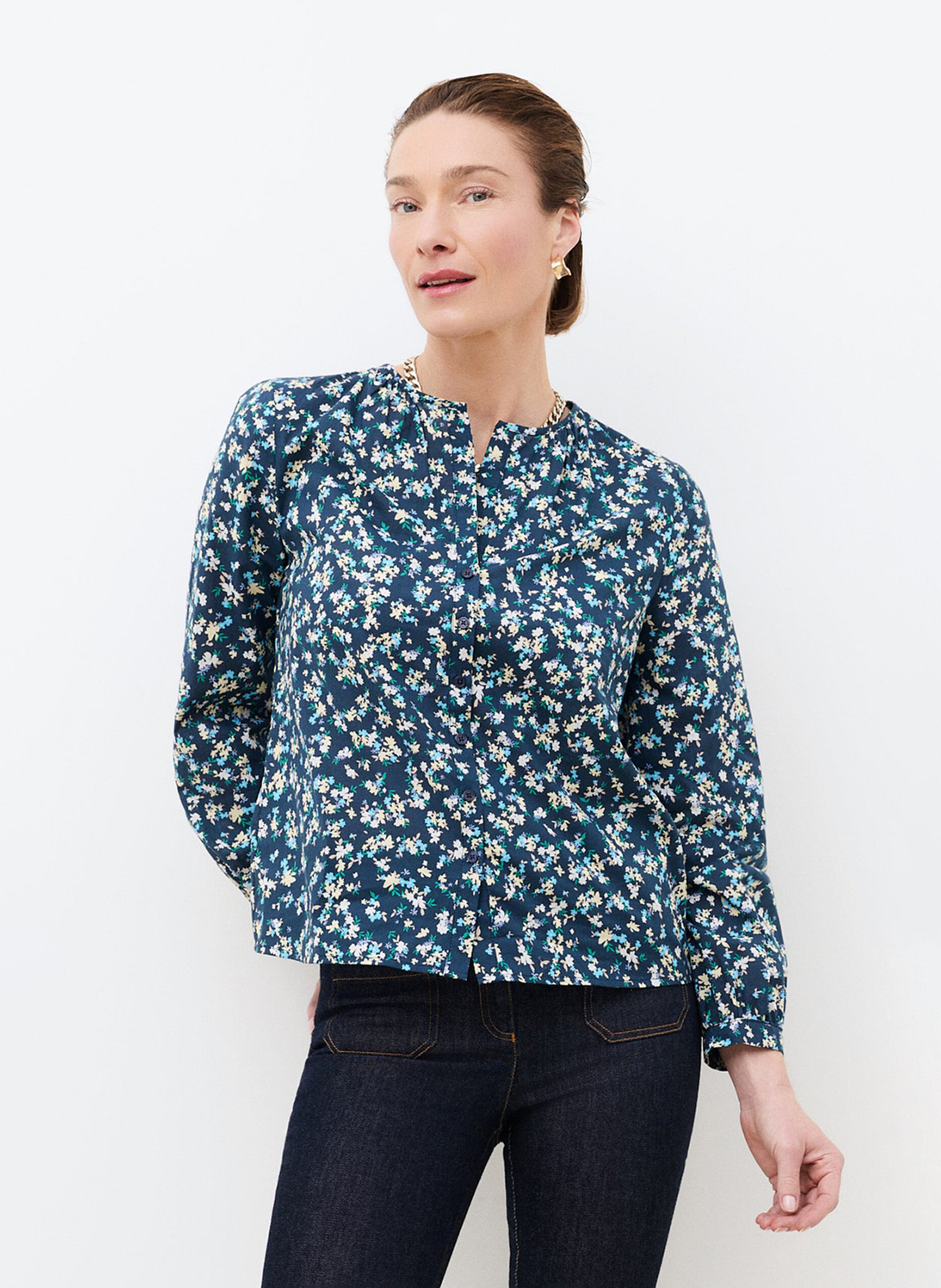 Chemise col rond en coton bio CAROLL