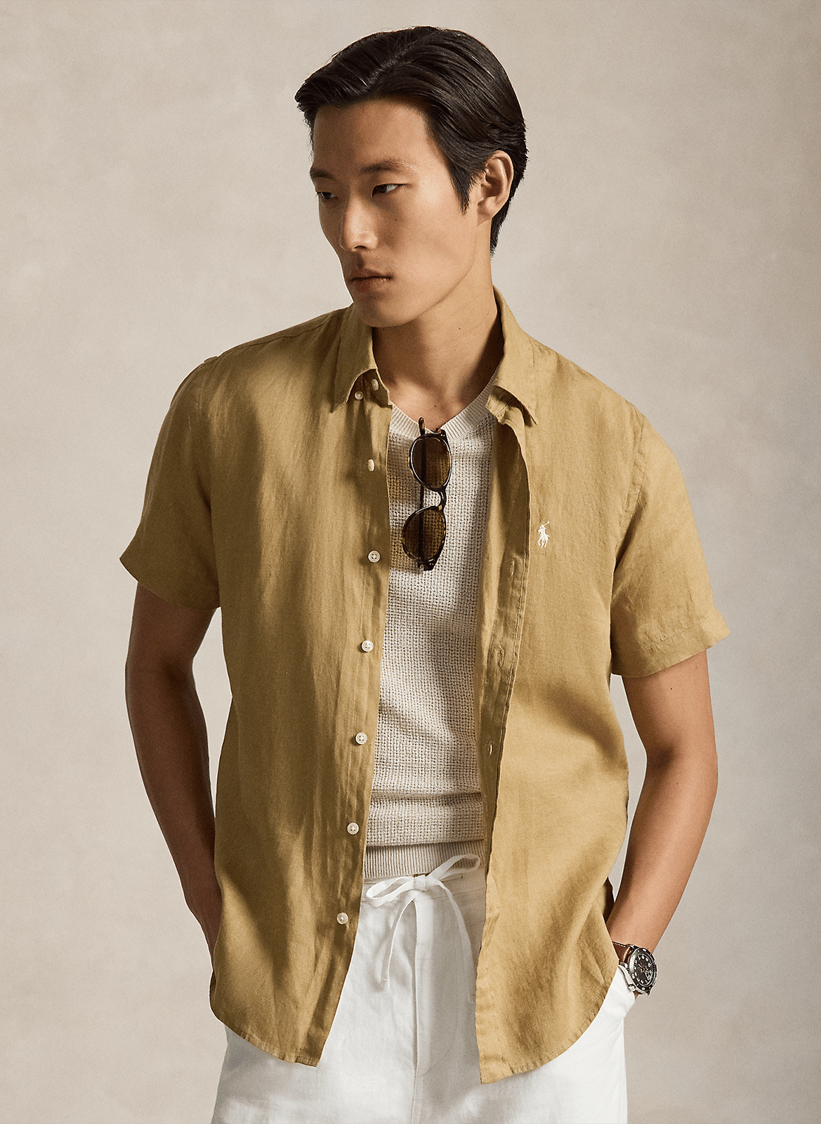 Regular-fit linen shirt POLO RALPH LAUREN Beige
