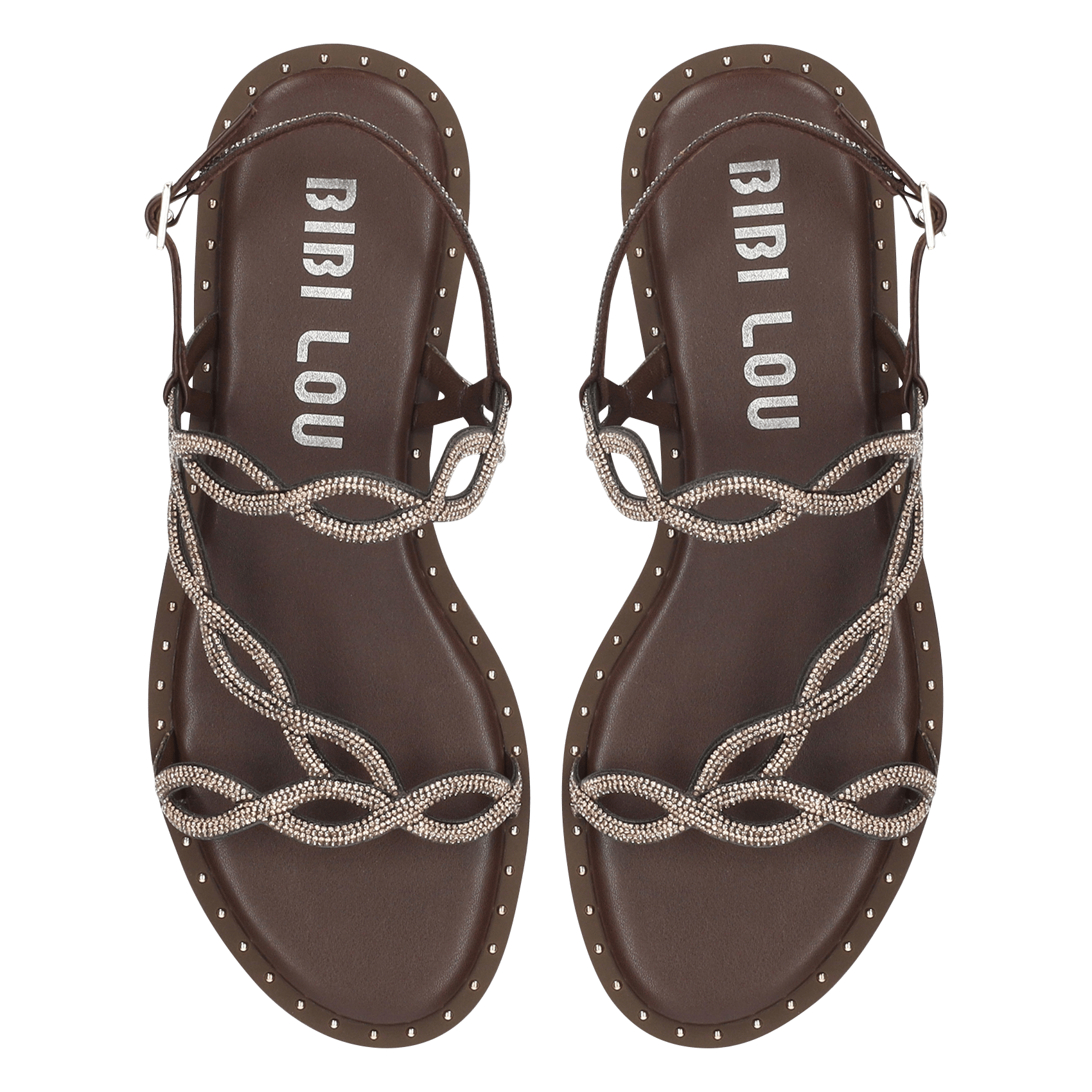 Platte sandalen met stras BIBI LOU Bruin