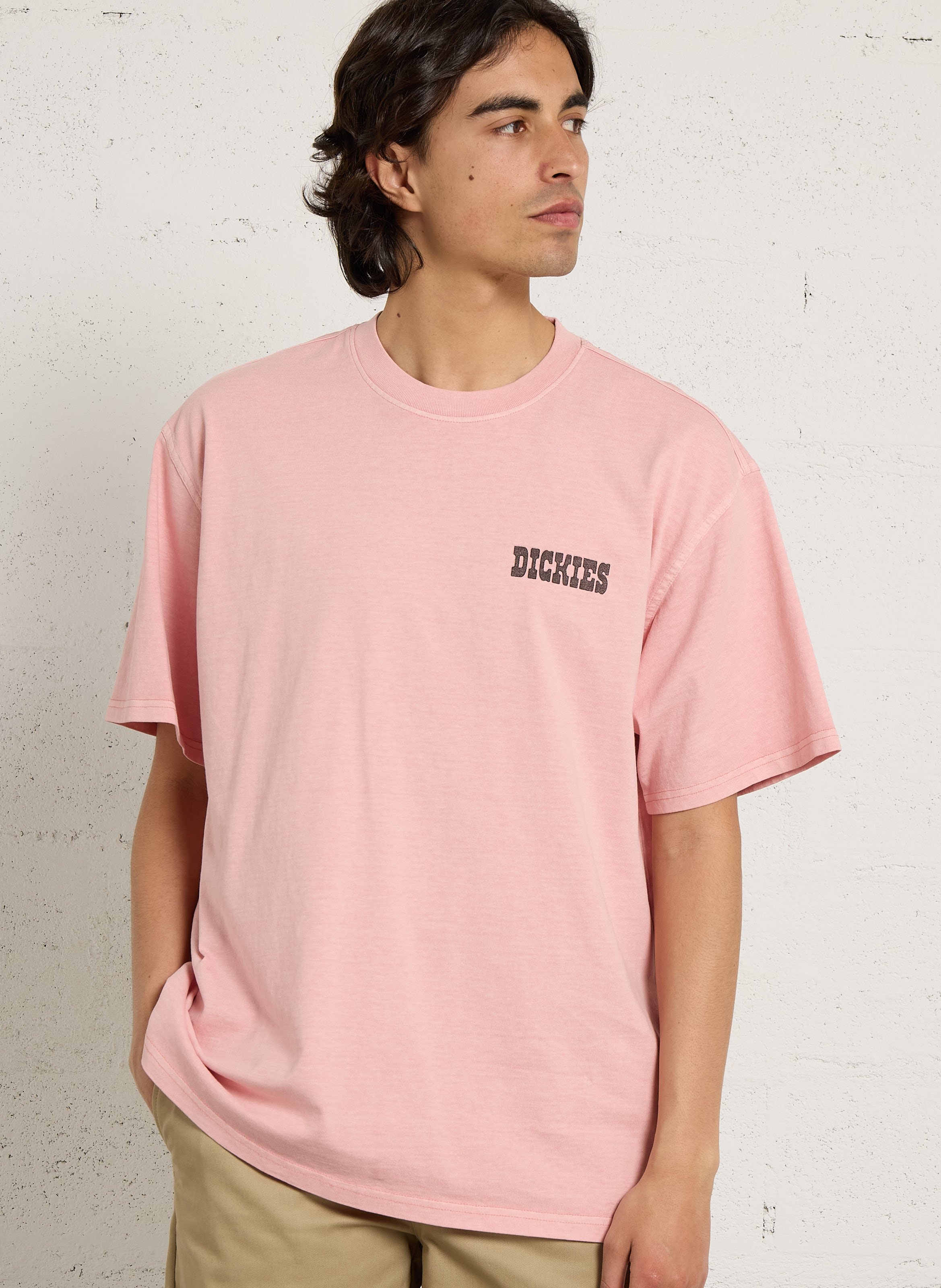 Gerade geschnittenes Rundhals-T-Shirt mit Print DICKIES Rosa