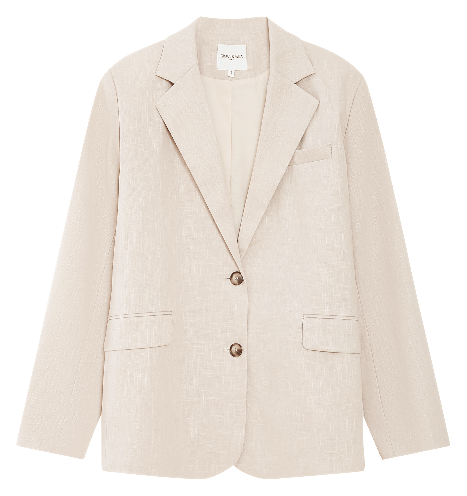 Veste tailleur oversize en lin mélangé GRACE ET MILA Beige