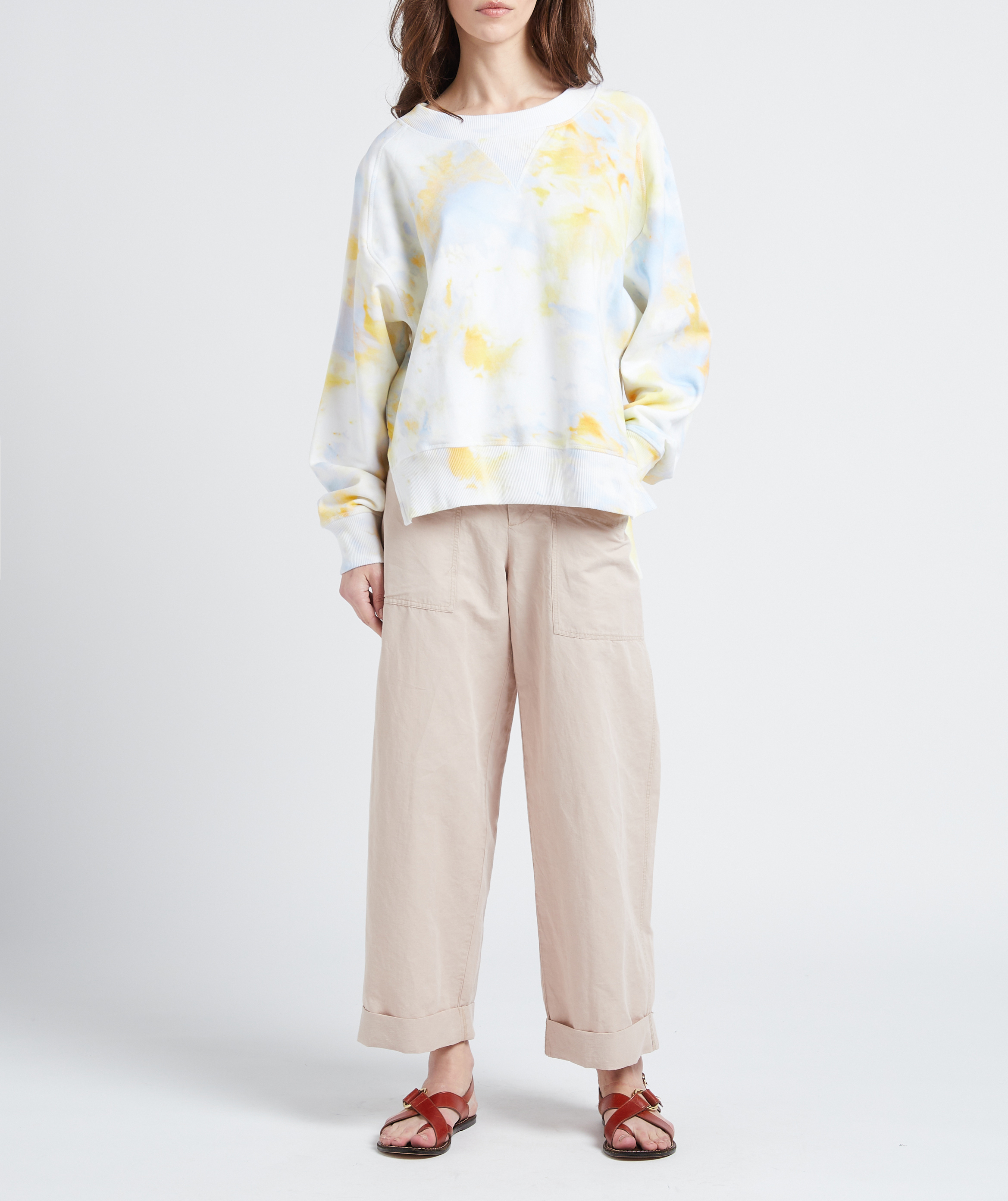 Oversize cotton round-neck sweatshirt BELLEROSE Grey