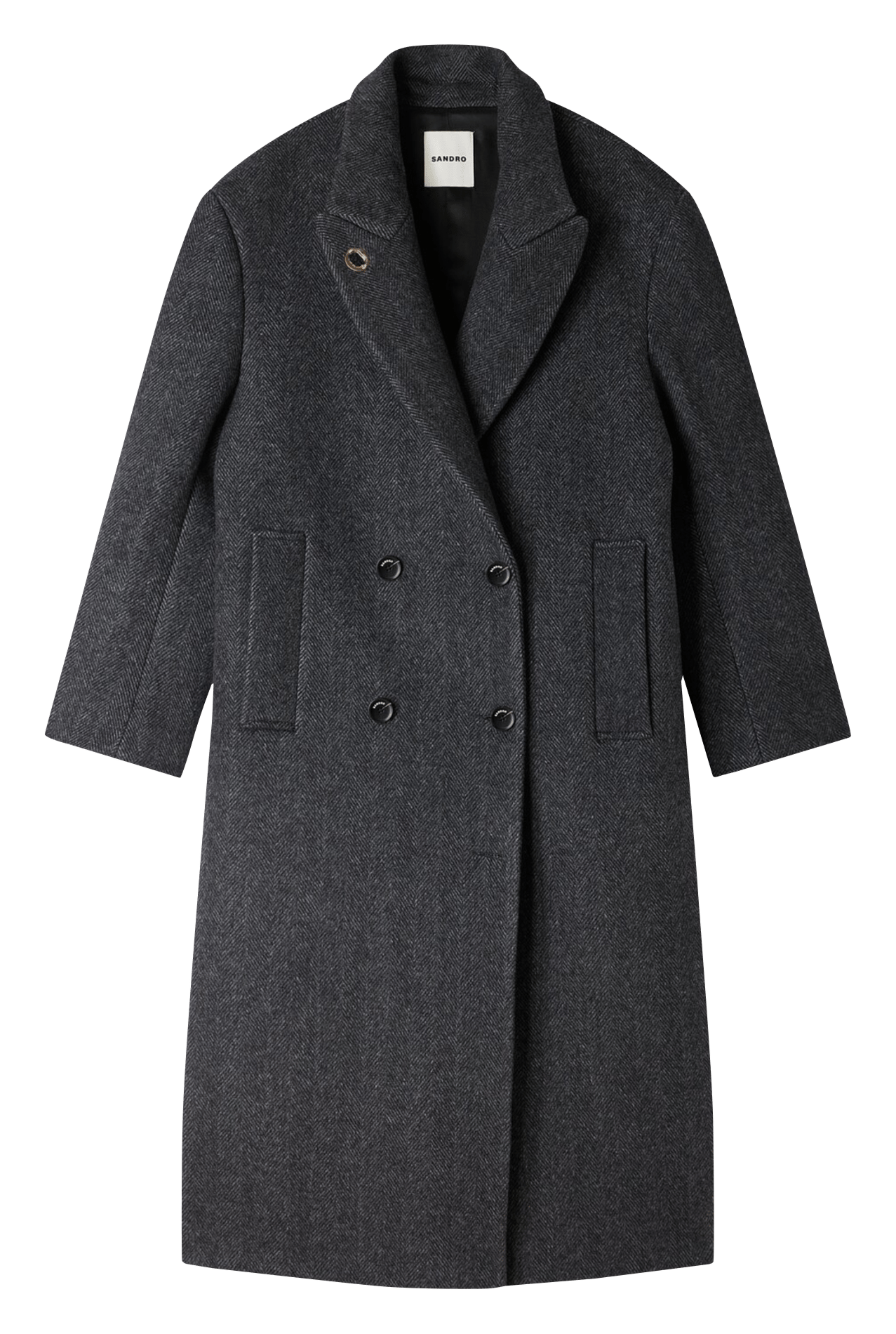 Lange oversized jas van wolmix SANDRO Grijs