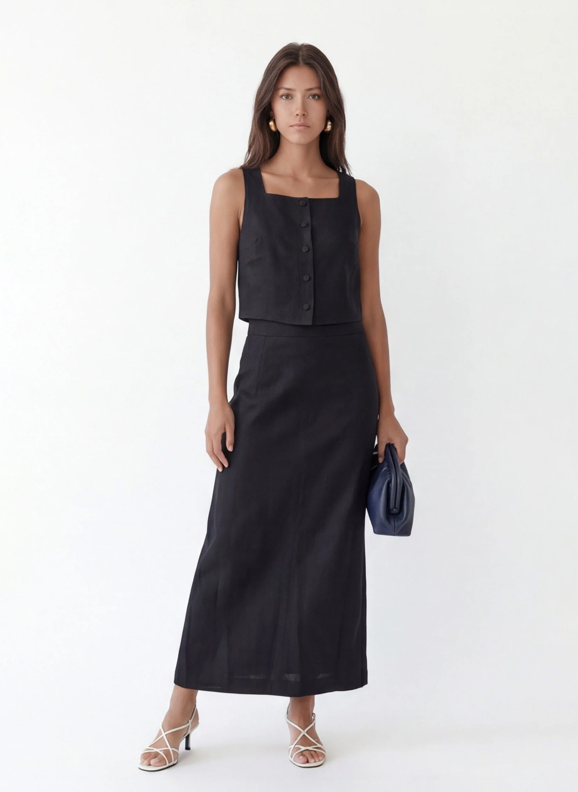 Linnen cropped top KOOKAI Zwart