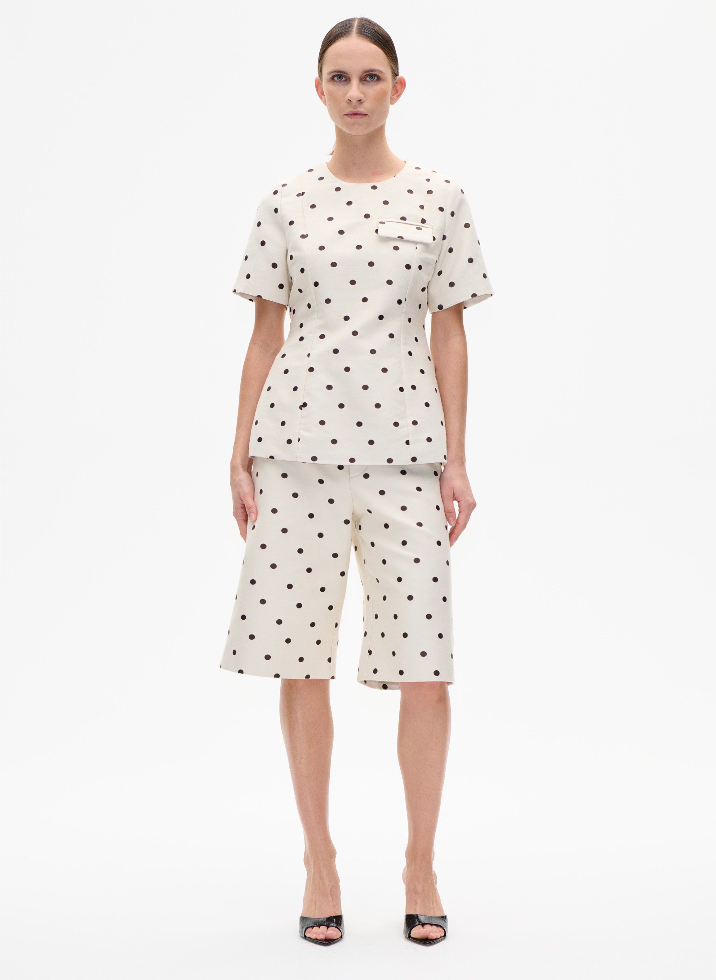 Gerade Bermuda-Shorts aus Bio-Baumwollmischung mit Print BAUM UND PFERDGARTEN Weiss