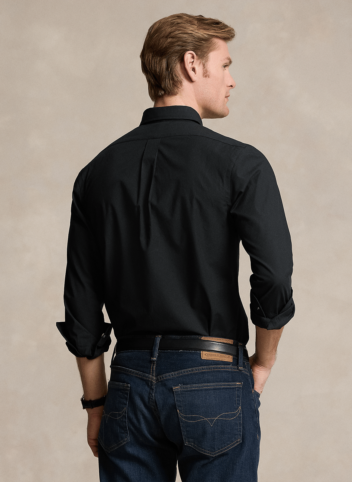Slim-fit overhemd van katoenmix POLO RALPH LAUREN Zwart