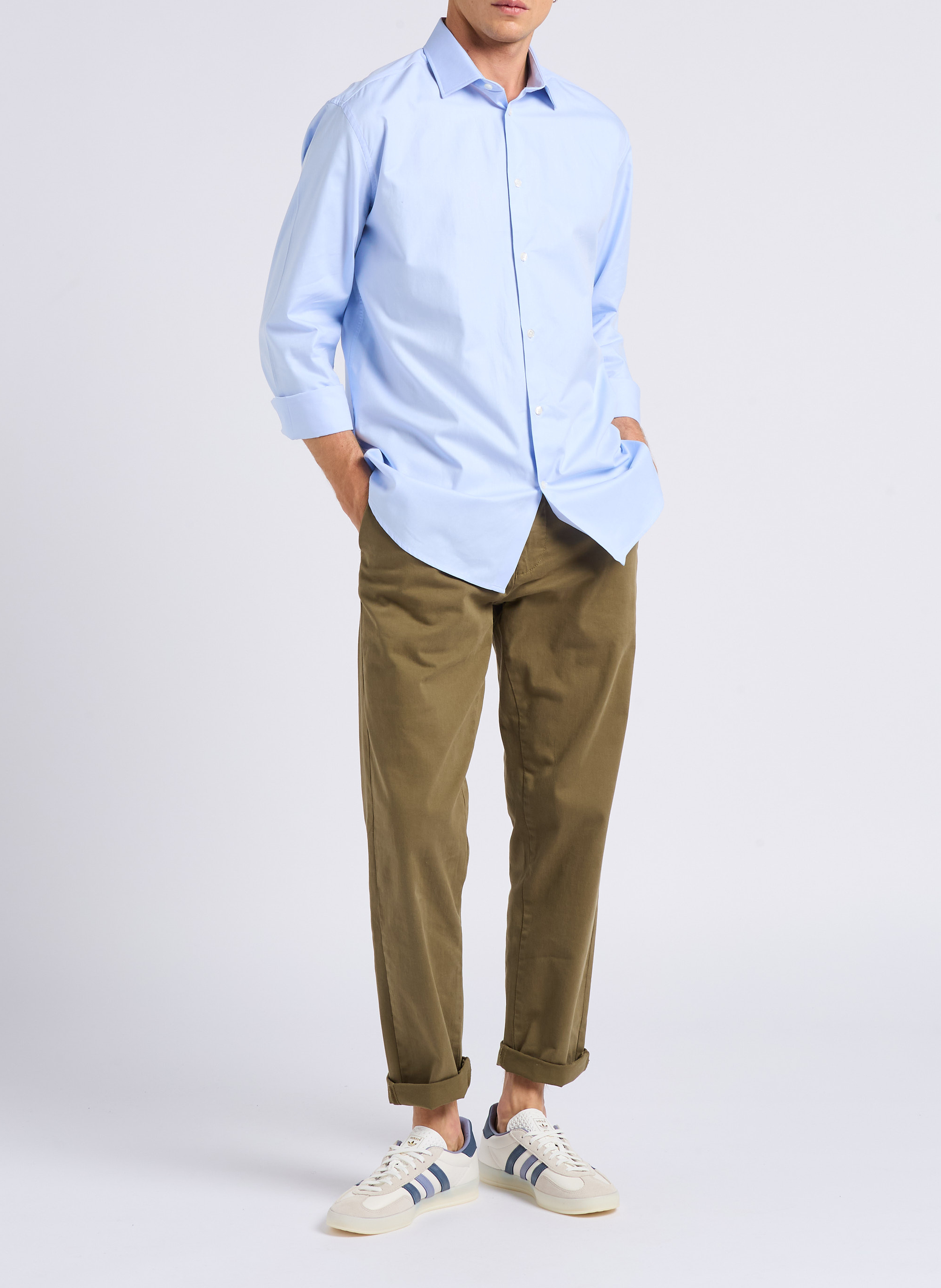 Chemise droite col classique en coton AU PRINTEMPS PARIS Bleu