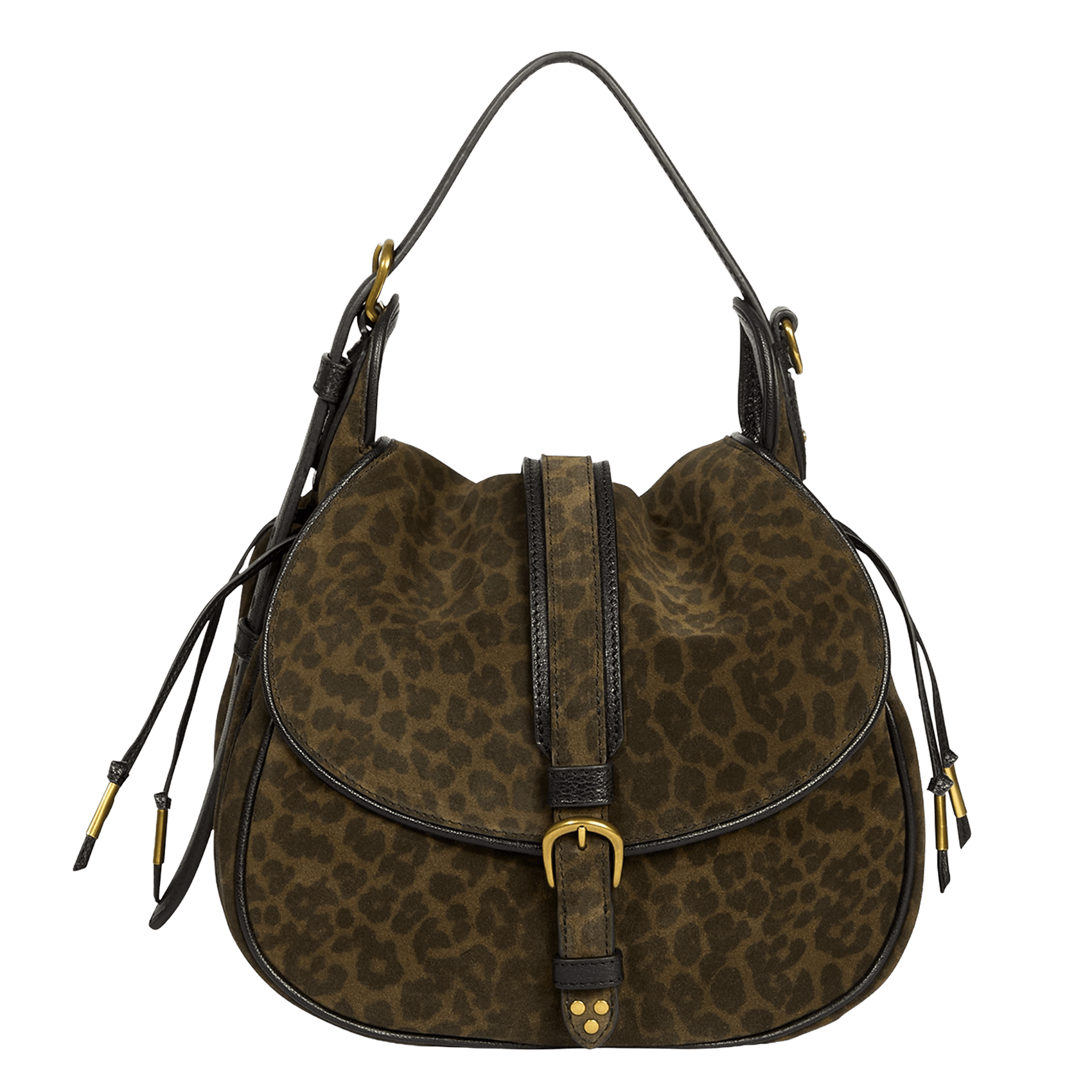 Velvet handbag GILDAS Imprime leopard kaki
