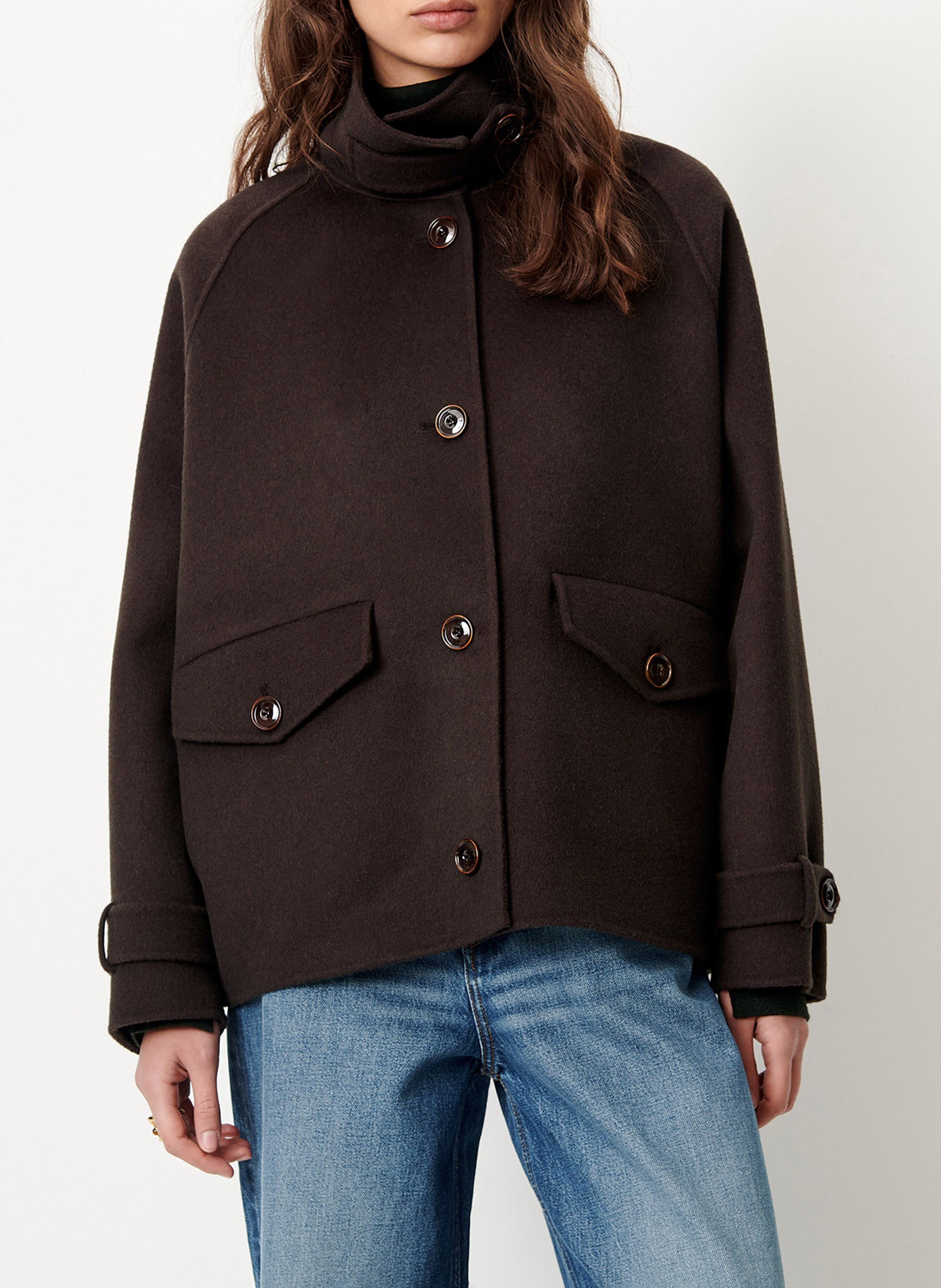 Short high-neck wool-blend coat SESSUN