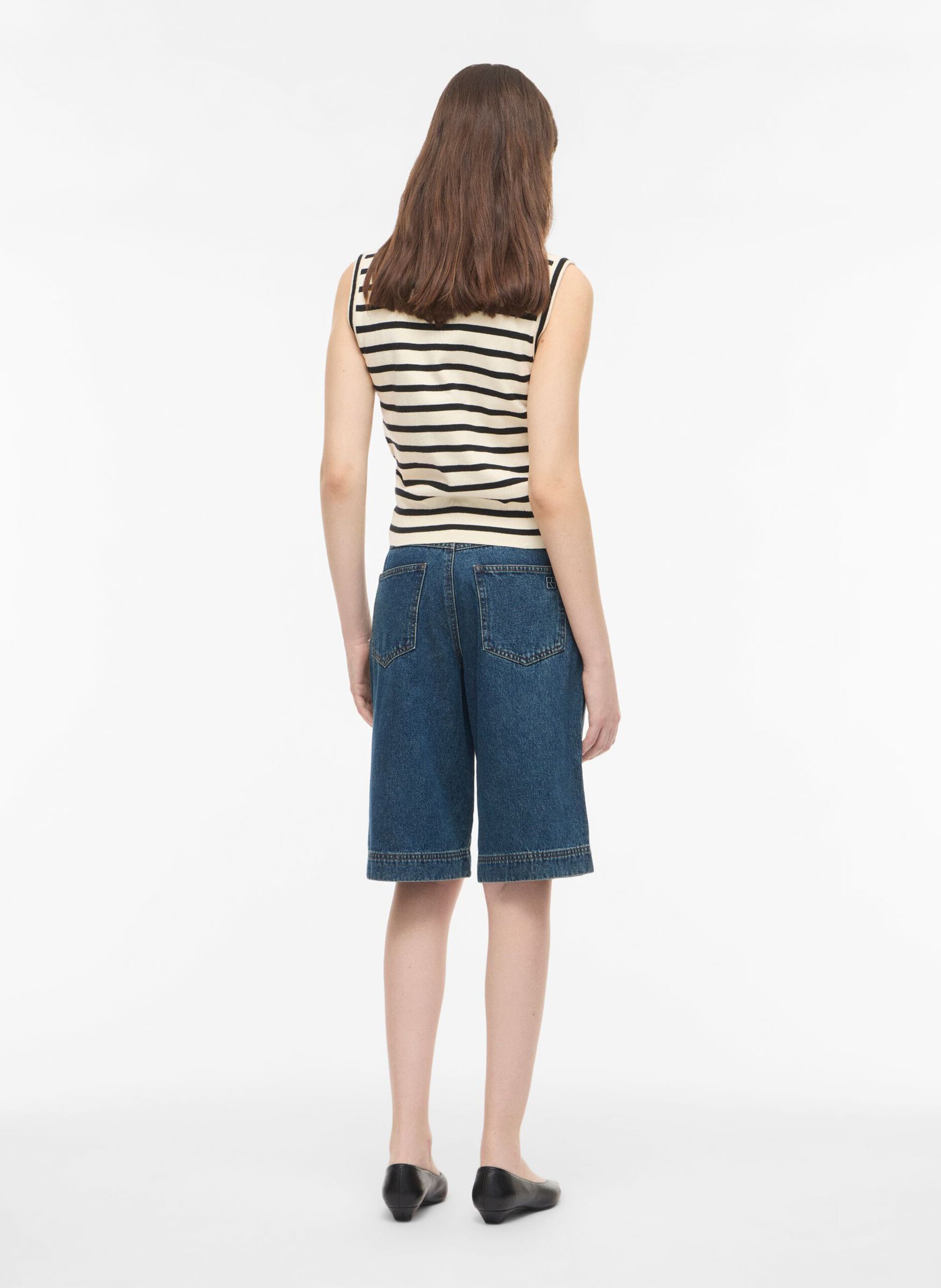 Wide-leg cotton Bermuda shorts ROUGE EDIT Blue