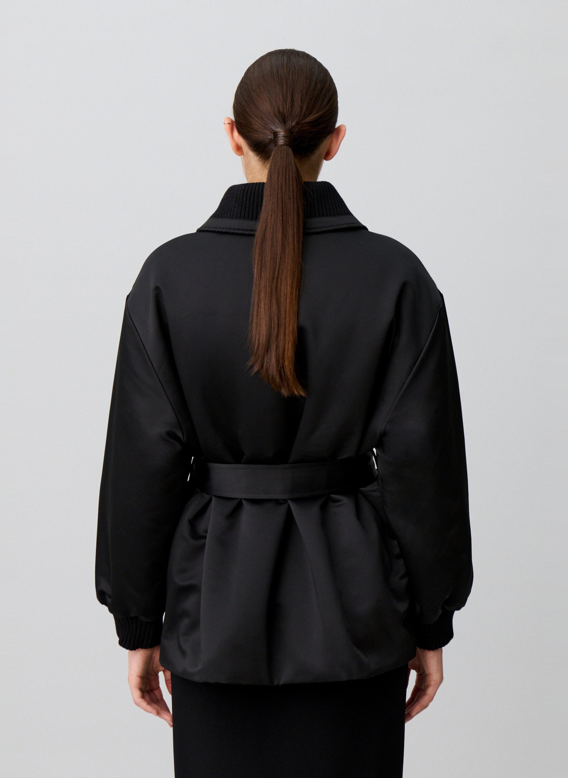 Manteau satiné à col classique CLAUDIE PIERLOT Noir