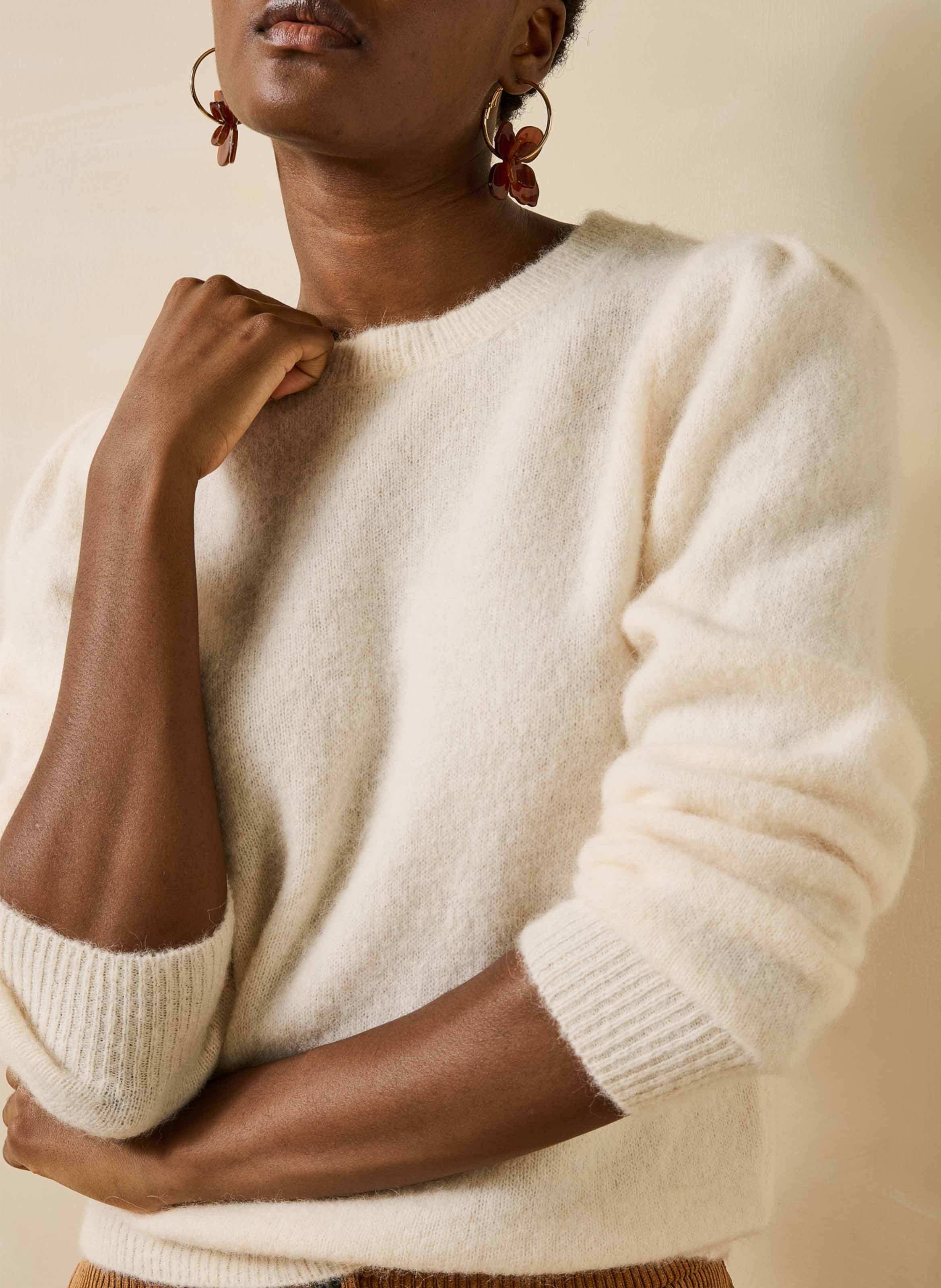 Round-neck alpaca-blend sweater LA FEE MARABOUTEE White