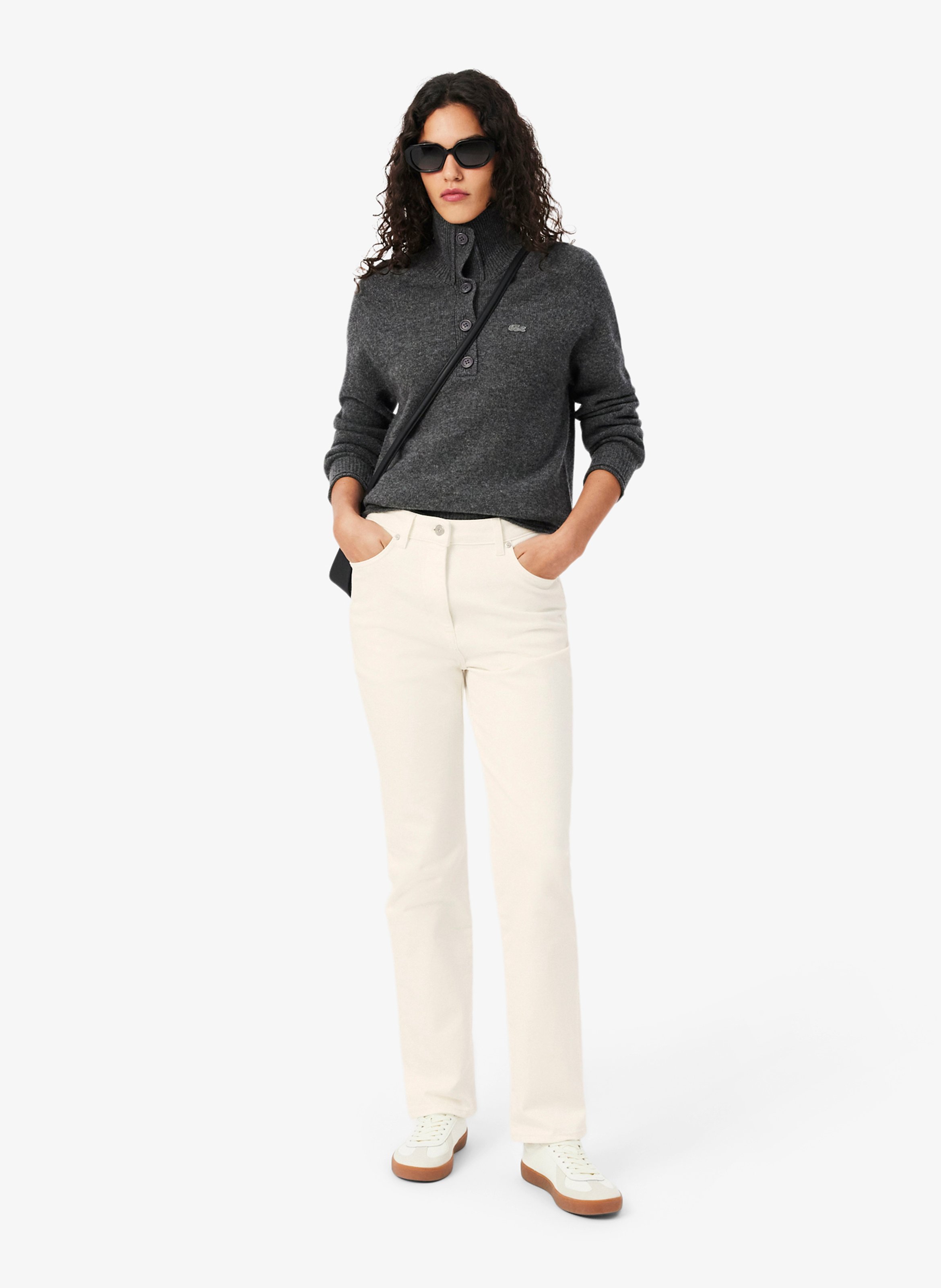 Gerade geschnittene Hose aus Baumwoll-Mix mit hohem Bund LACOSTE Weiss