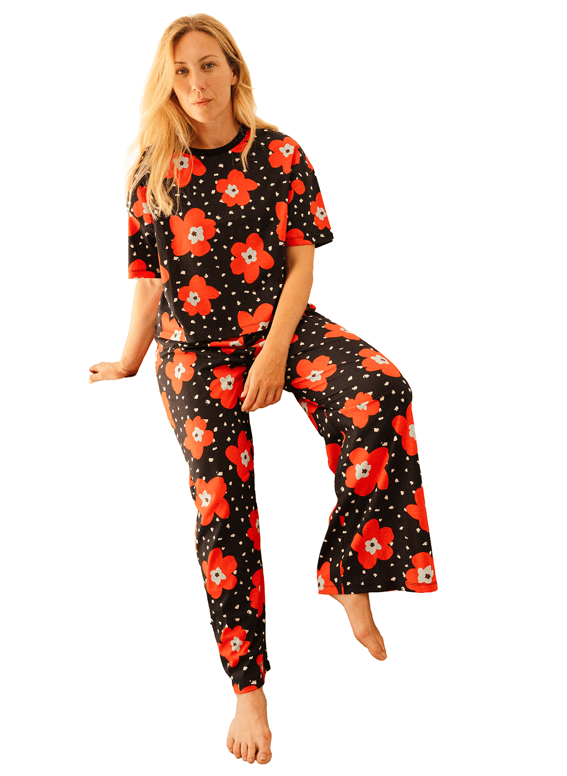 Ensemble de pyjama long ample imprimé WE ARE JOLIES Noir