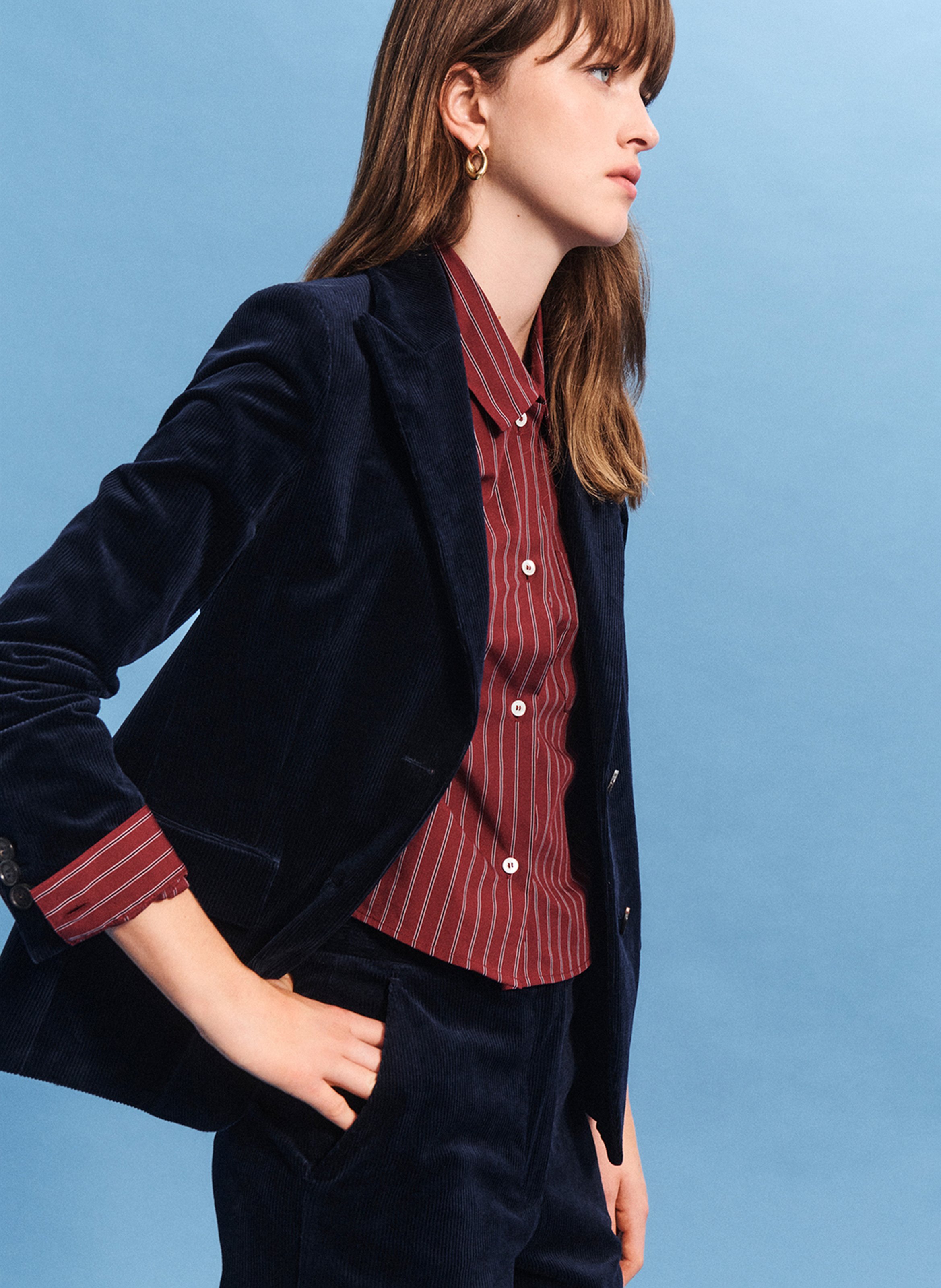Straight blazer in cotton blend PABLO Blue