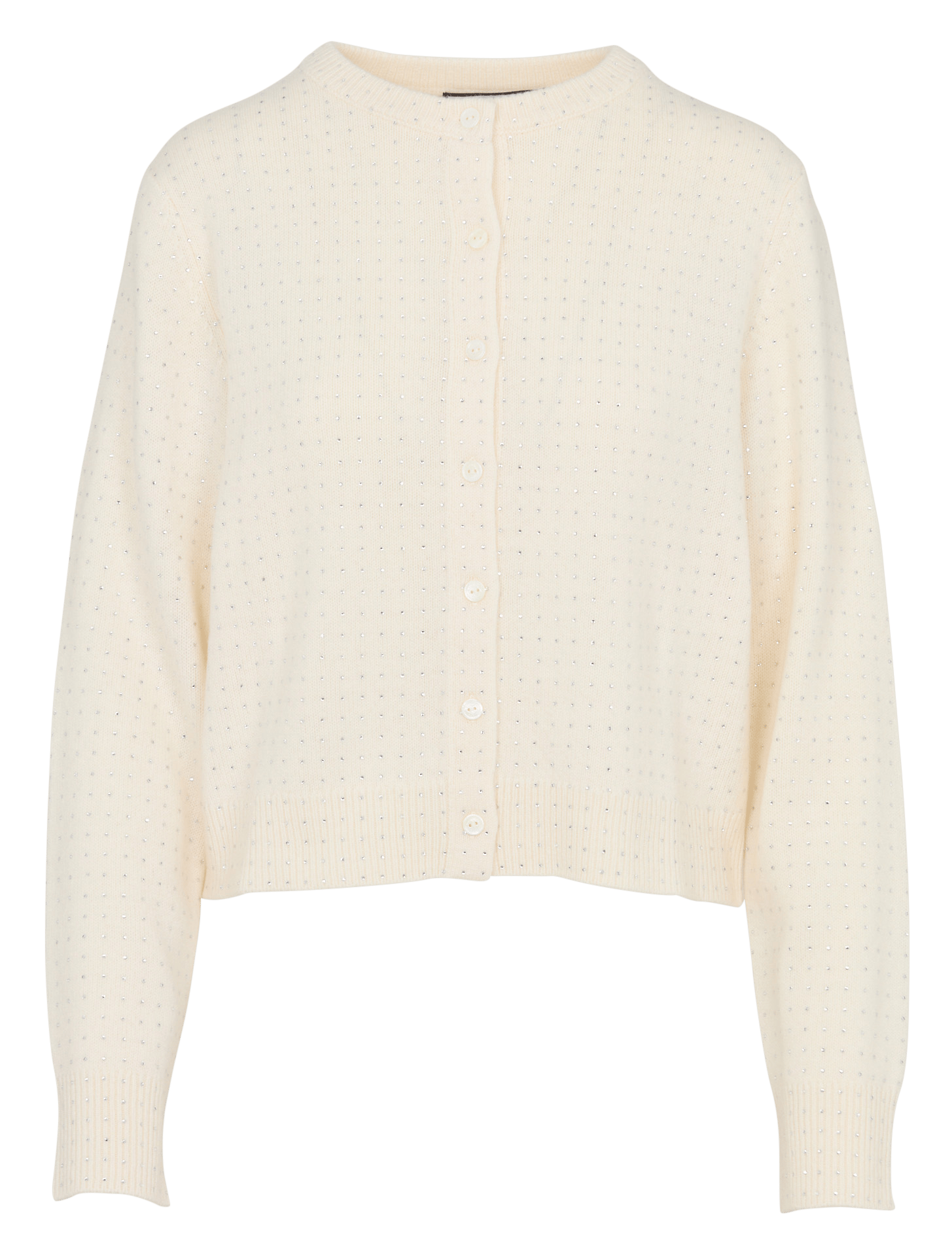 Straight rhinestone-embellished wool cardigan BERENICE White