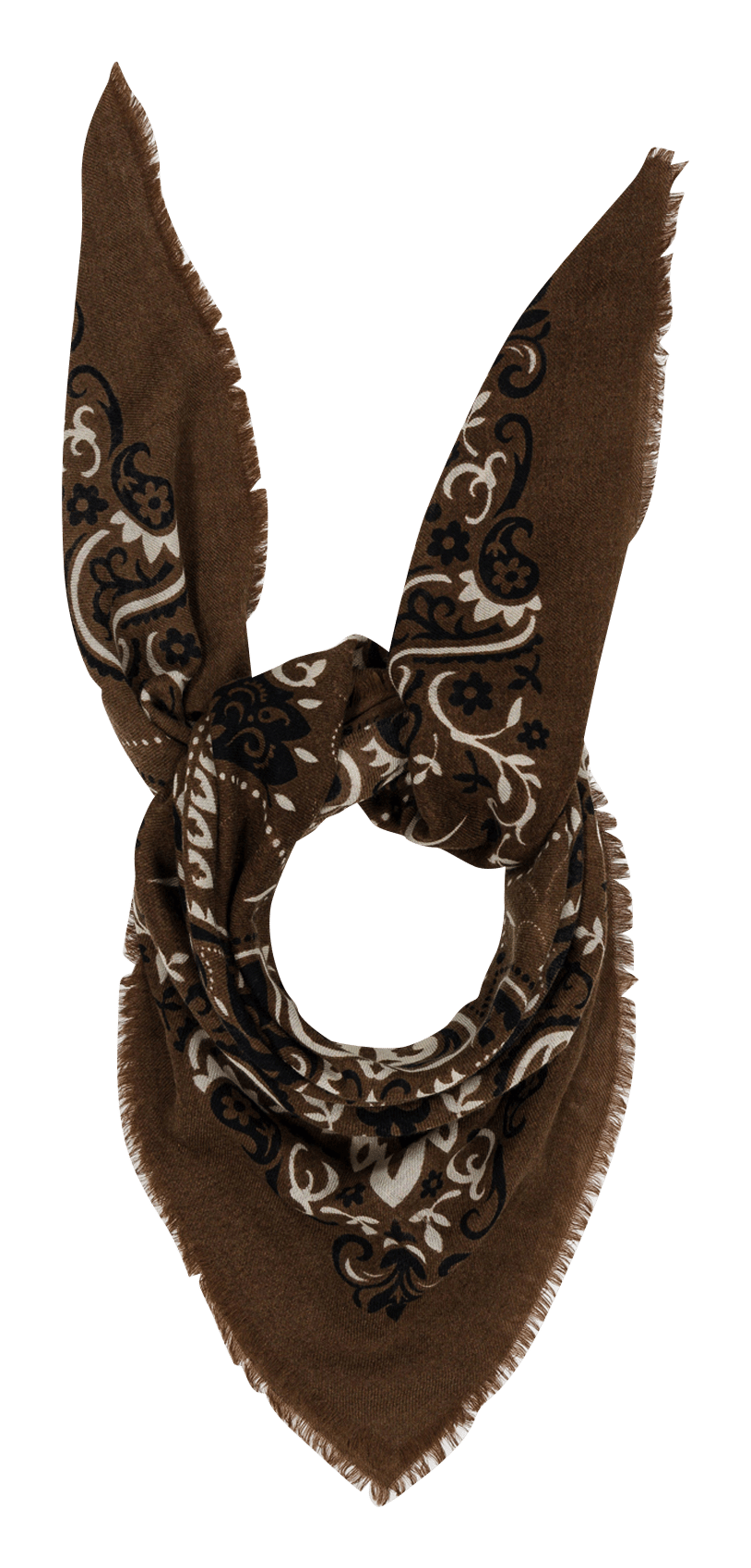 Printed wool and cashmere scarf MAISON LECOMTE FLAMENT Brown
